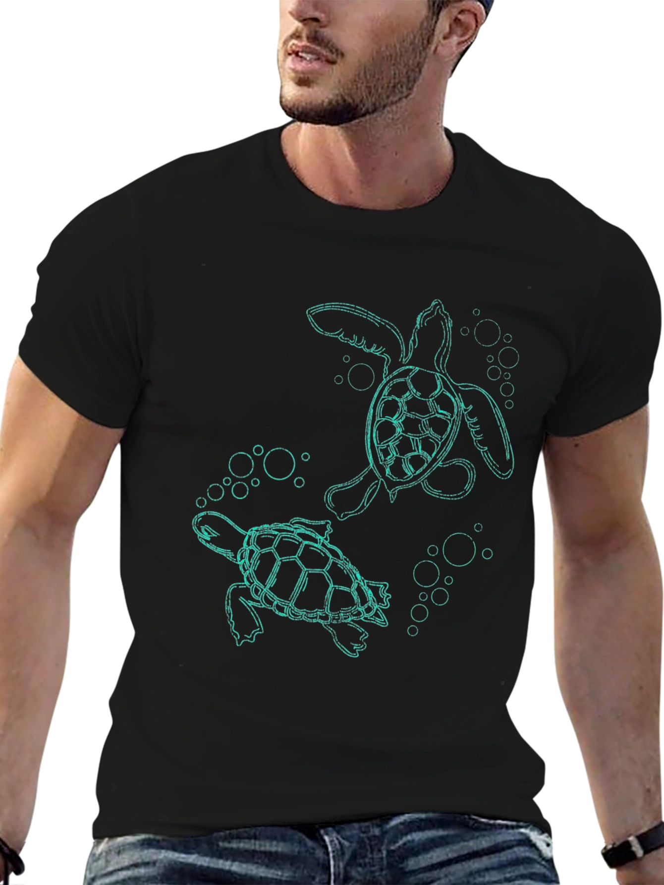 Sea Turtle Graphic Tee - Black
