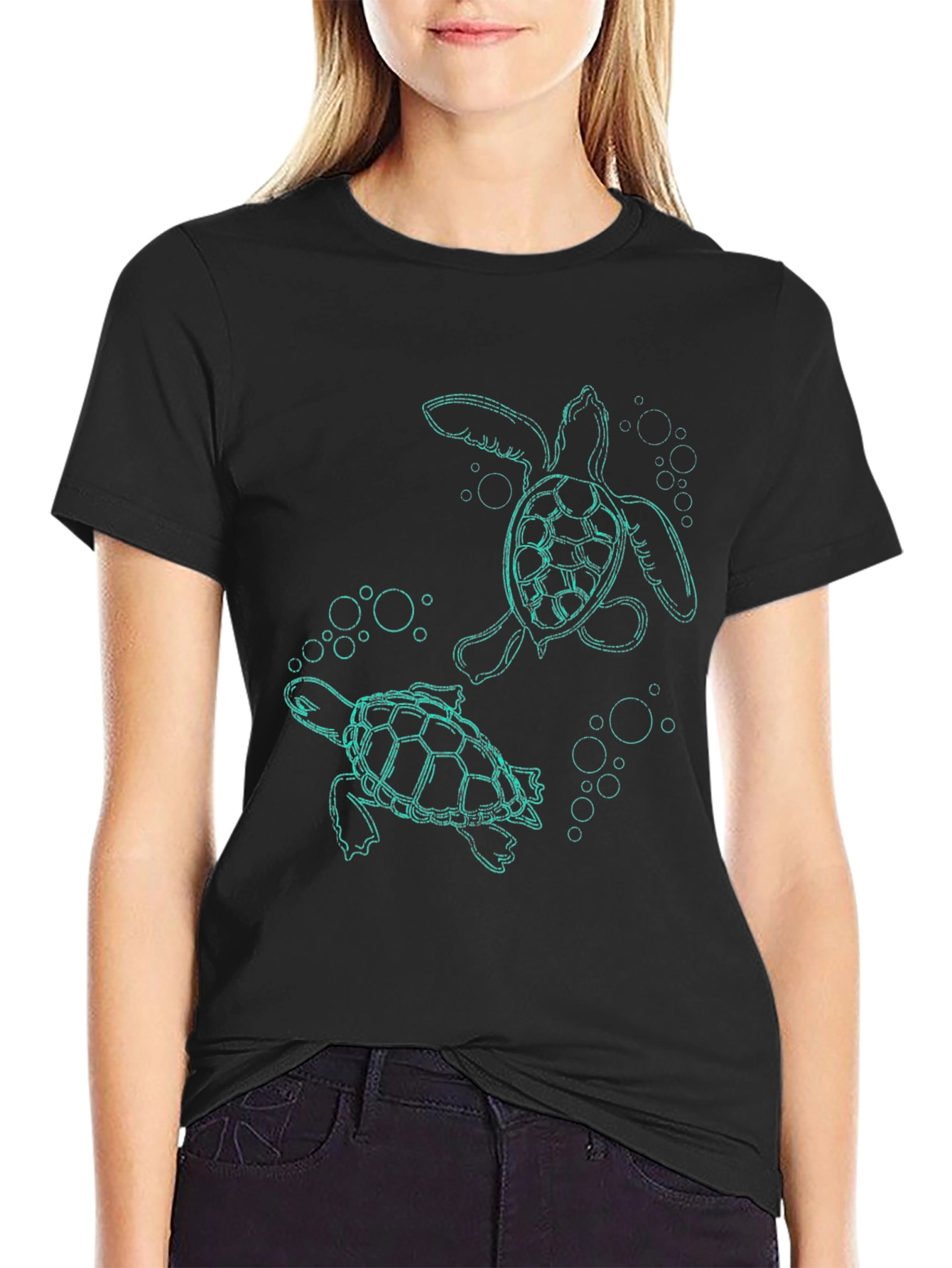 Sea Turtle Graphic Tee - Black