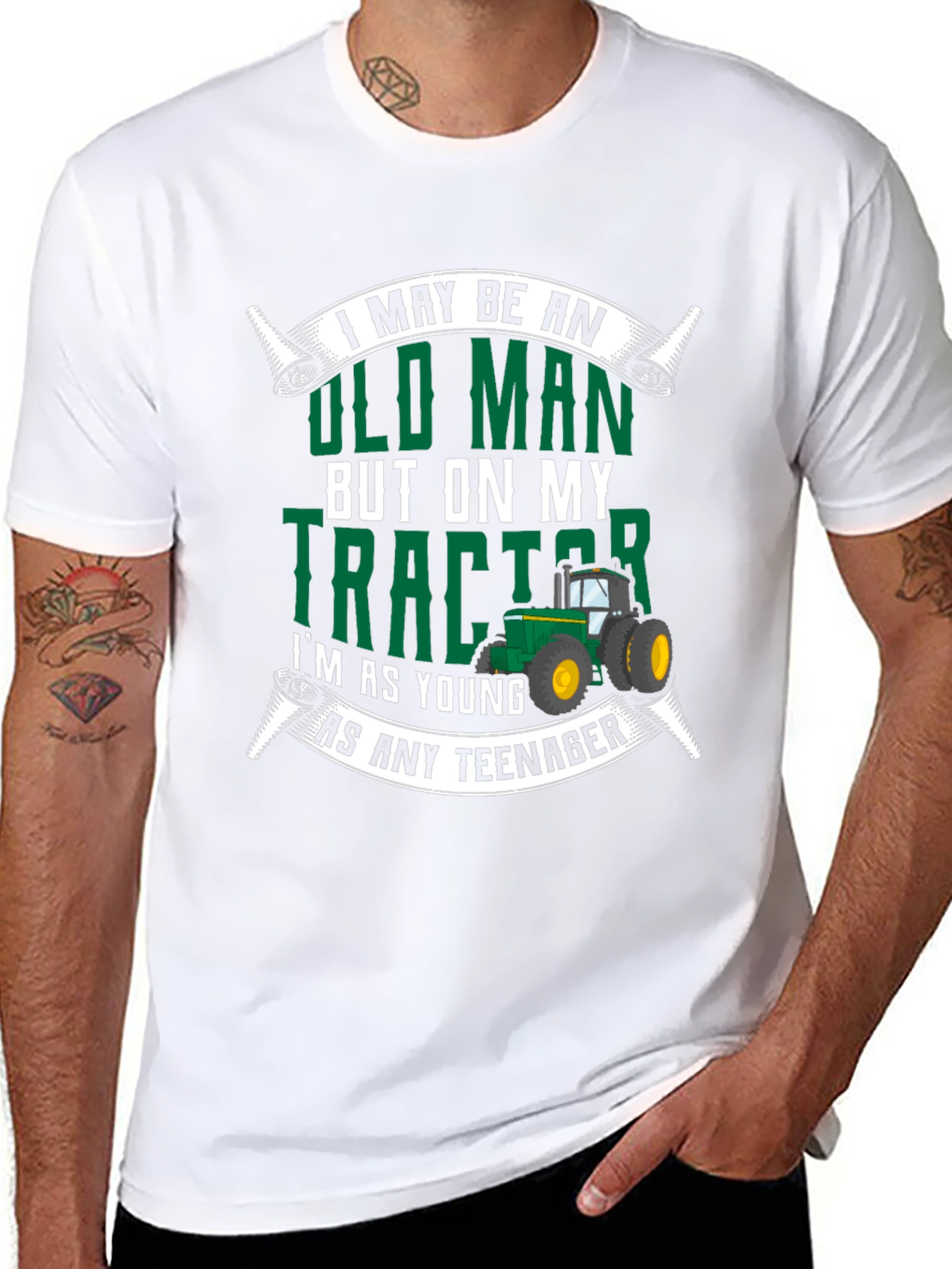 Old Man Tractor T-Shirt - Funny Novelty Gift