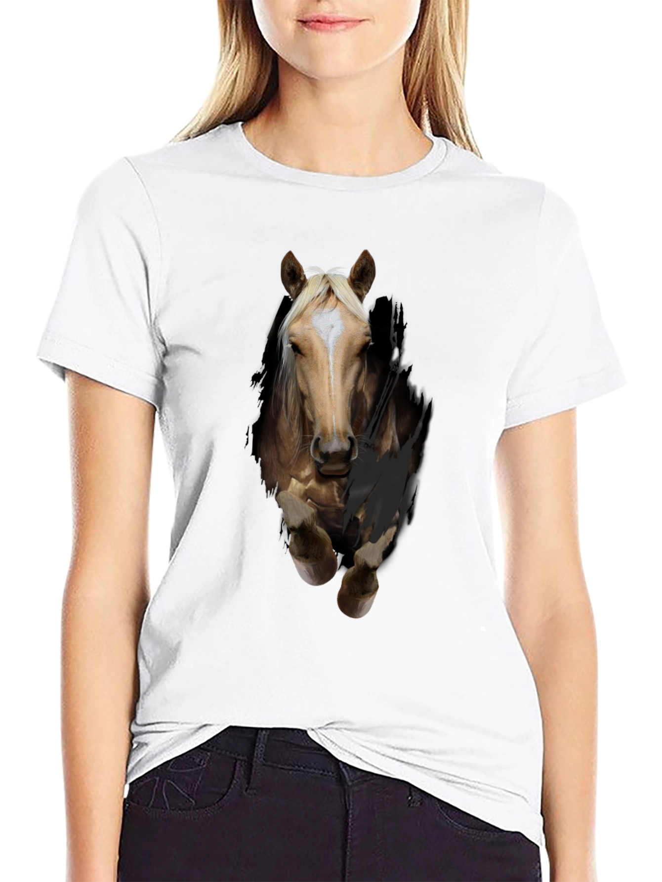 Horse Graphic T-Shirt - Mens Black Animal Tee
