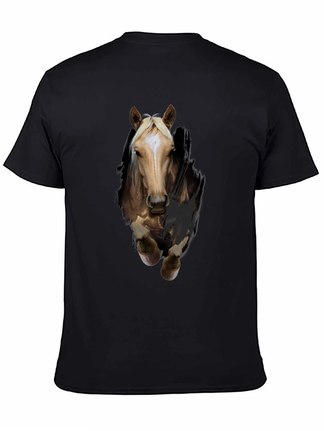 Horse Graphic T-Shirt - Mens Black Animal Tee