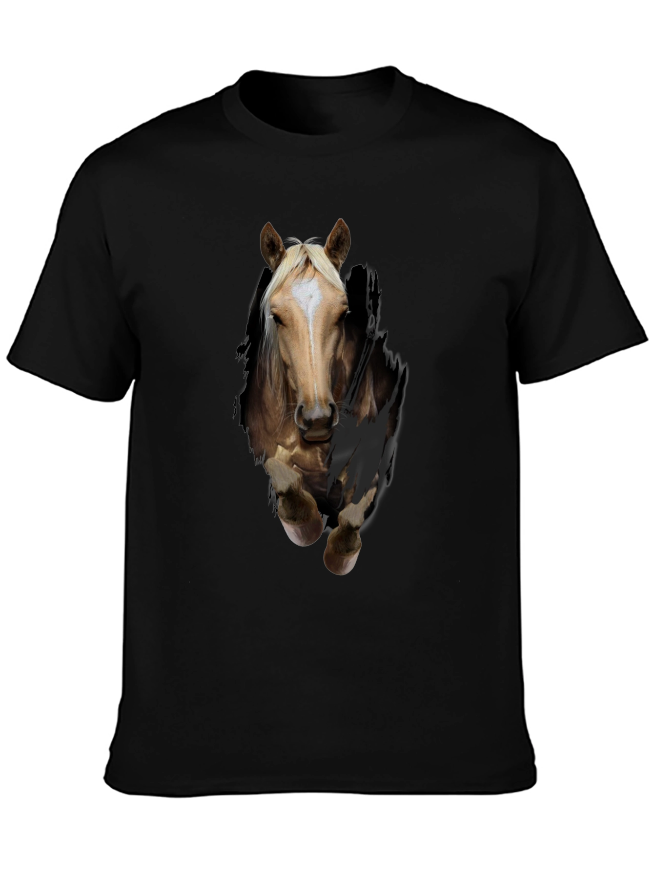 Horse Graphic T-Shirt - Mens Black Animal Tee