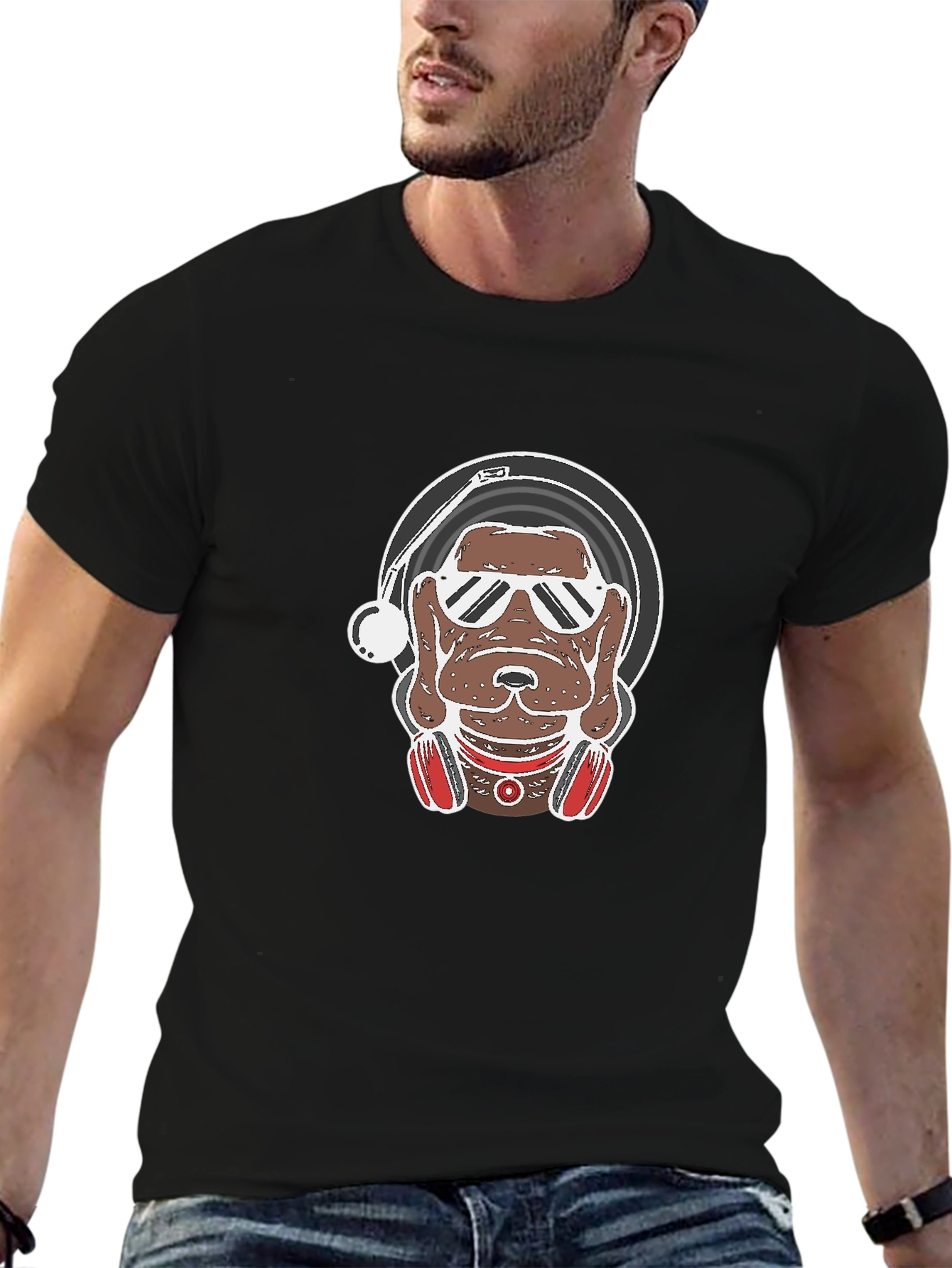 DJ Dog Graphic Tee - Cool Canine Vinyl Lover