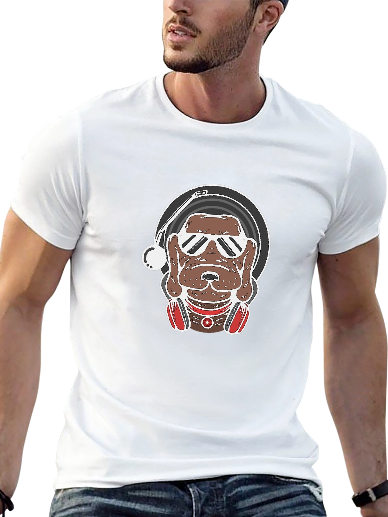 DJ Dog Graphic Tee - Cool Canine Vinyl Lover