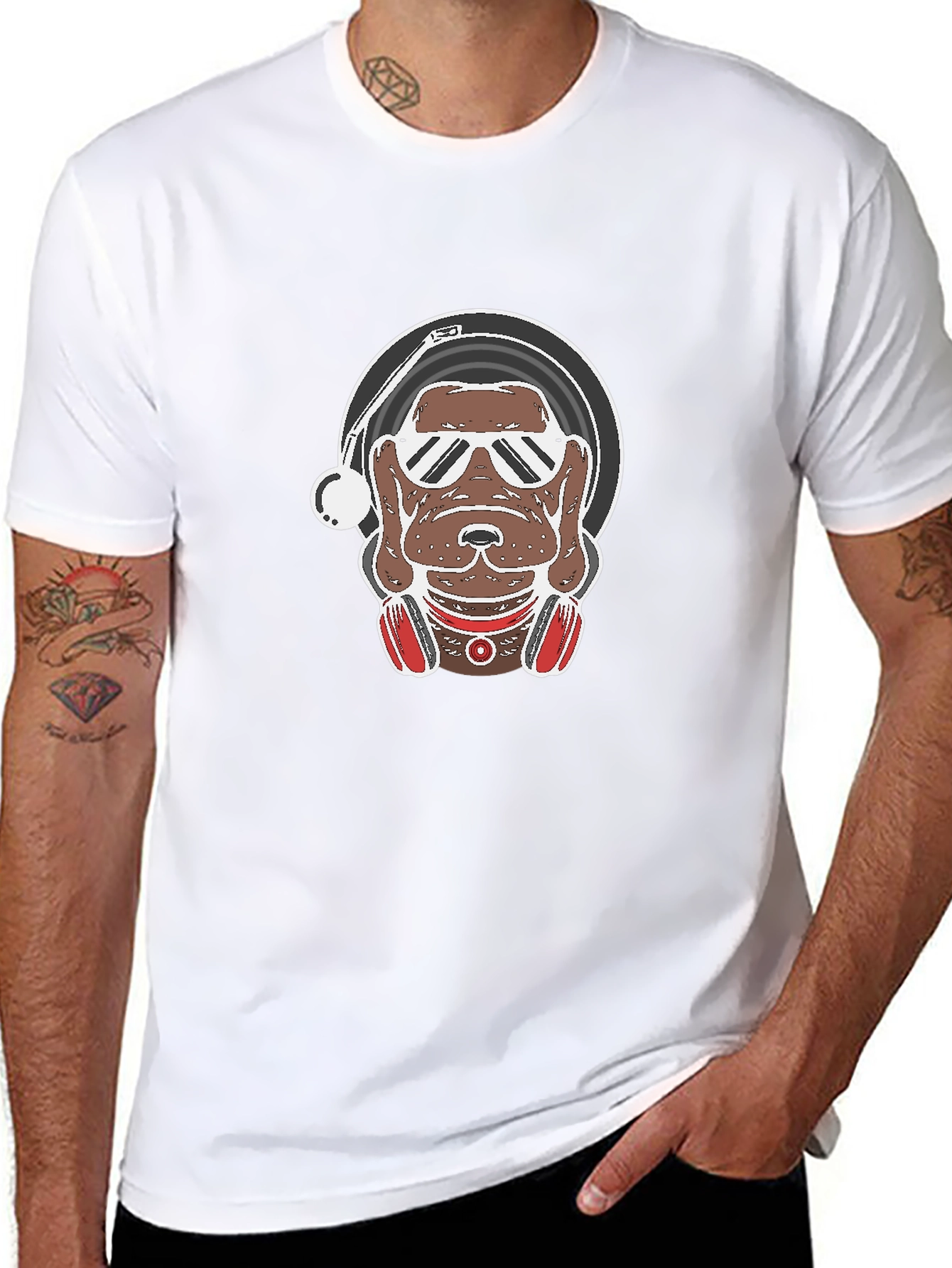 DJ Dog Graphic Tee - Cool Canine Vinyl Lover