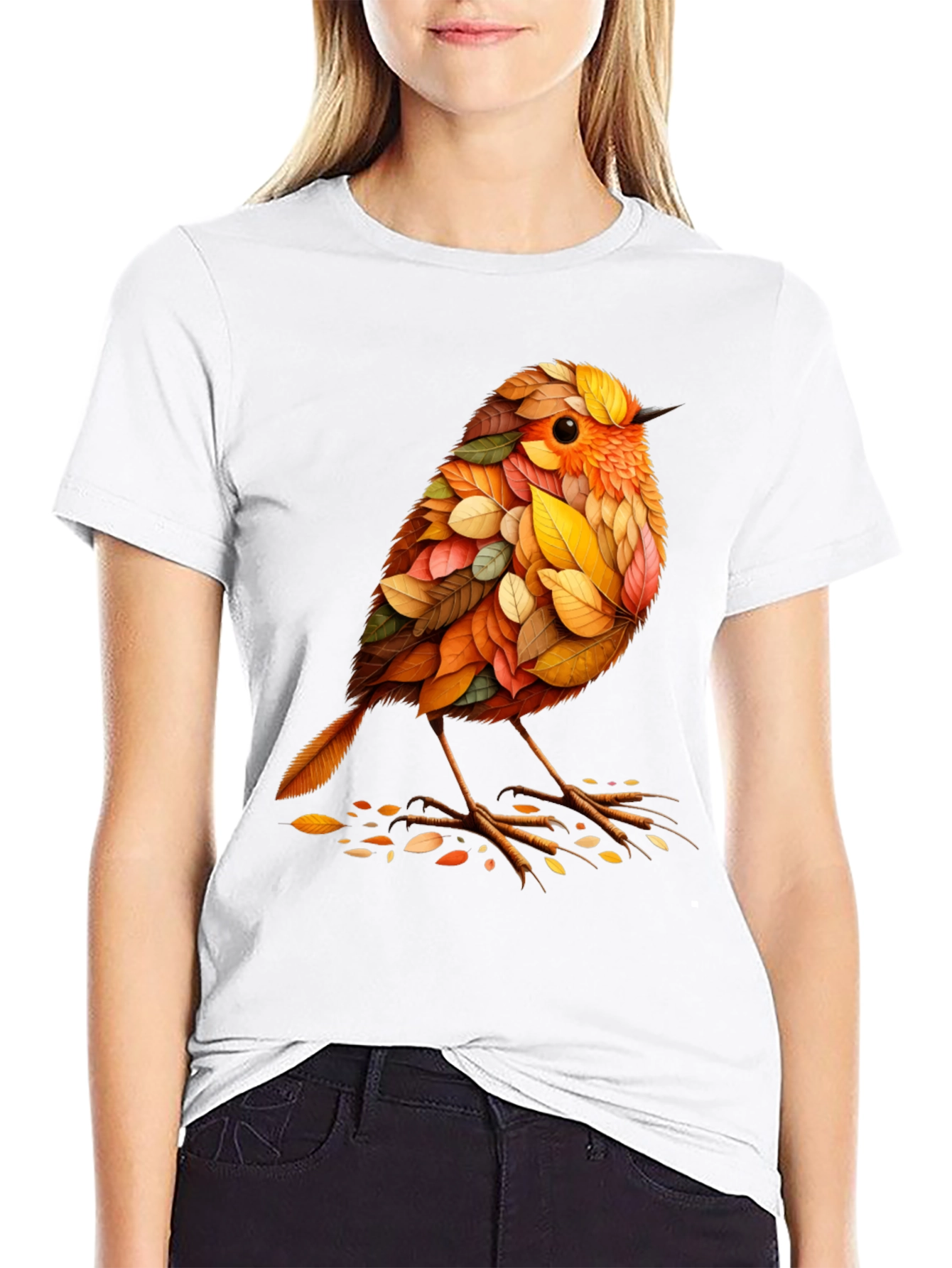 Autumn Leaf Bird Graphic Tee
