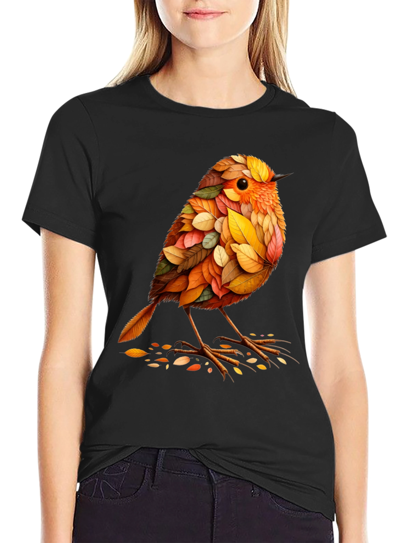 Autumn Leaf Bird Graphic Tee