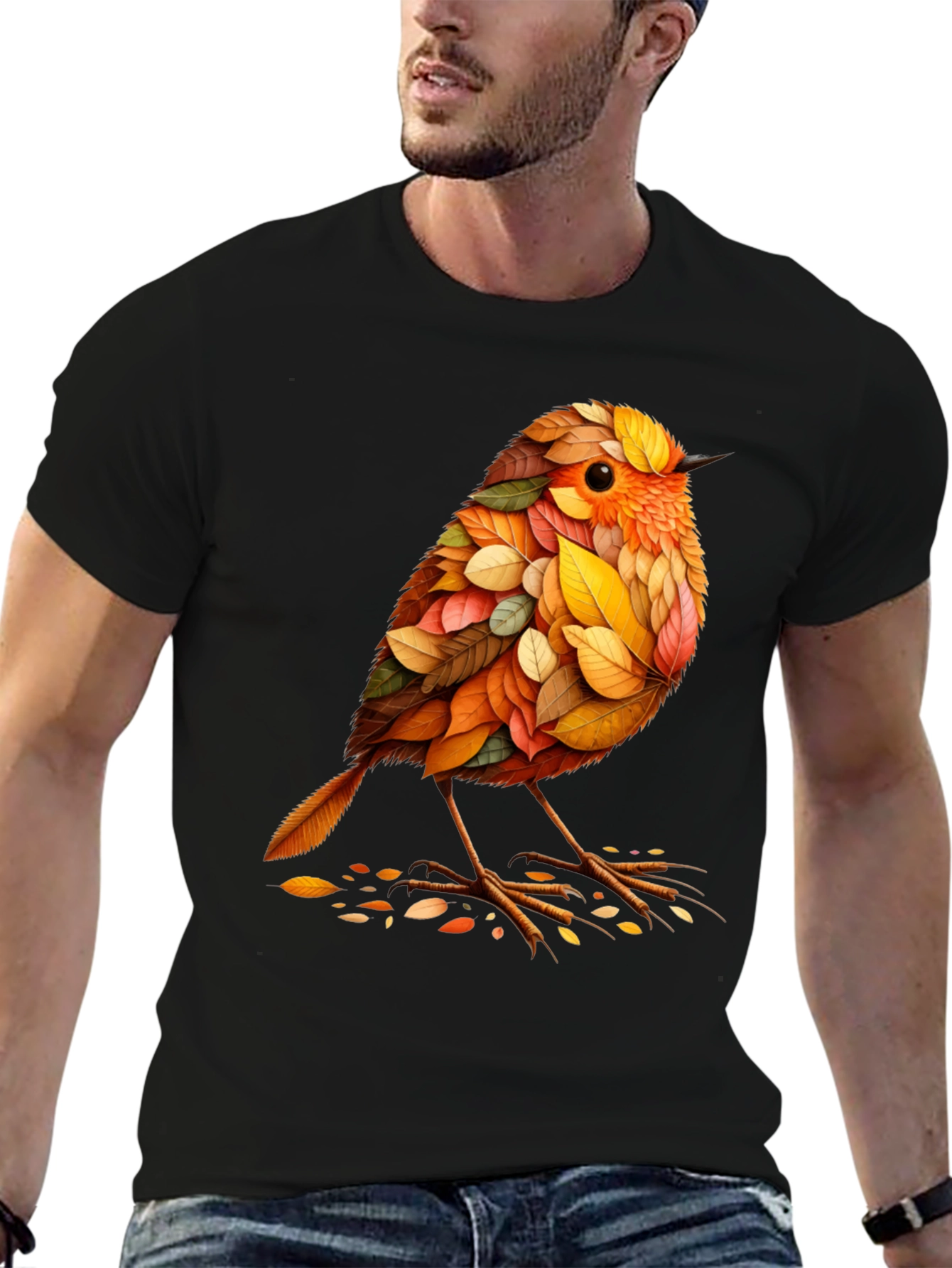 Autumn Leaf Bird Graphic Tee
