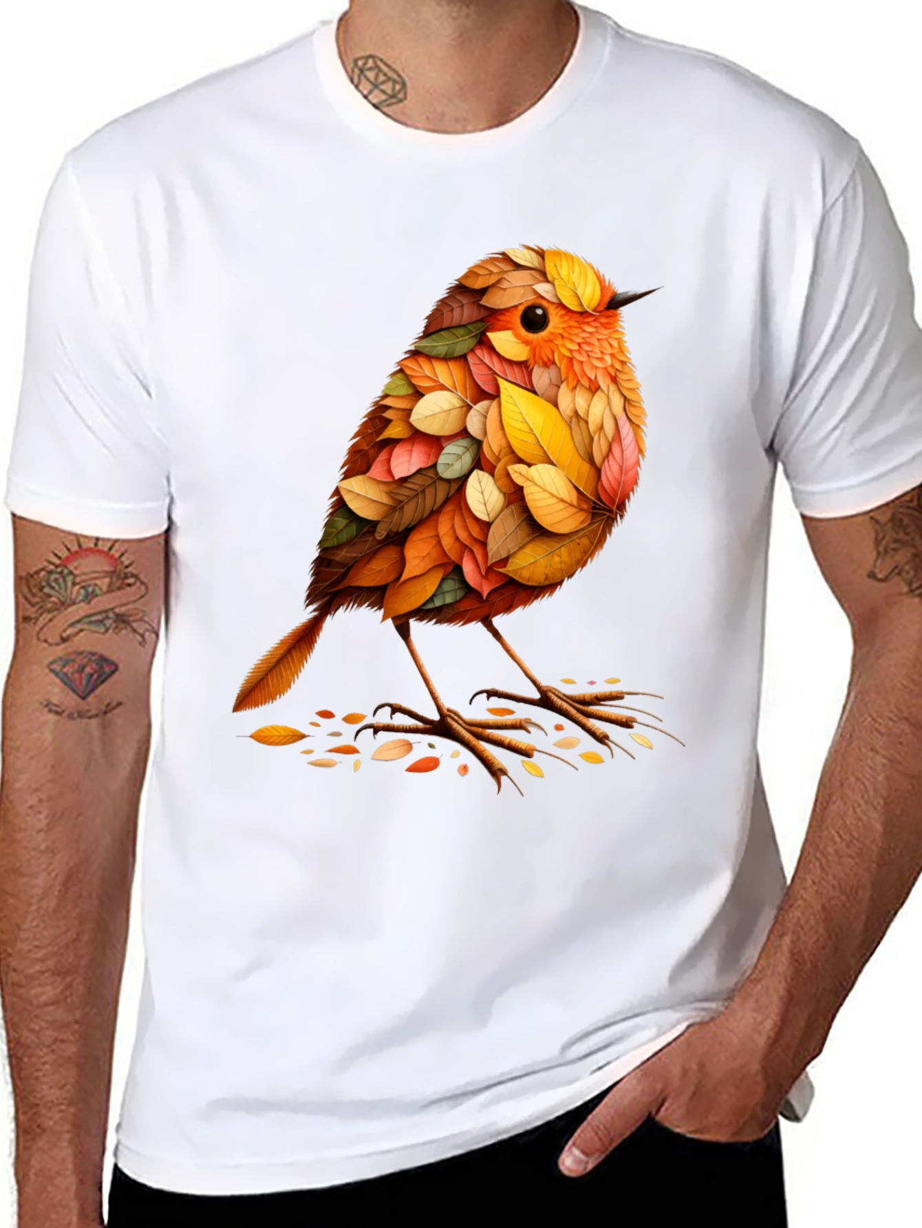 Autumn Leaf Bird Graphic Tee