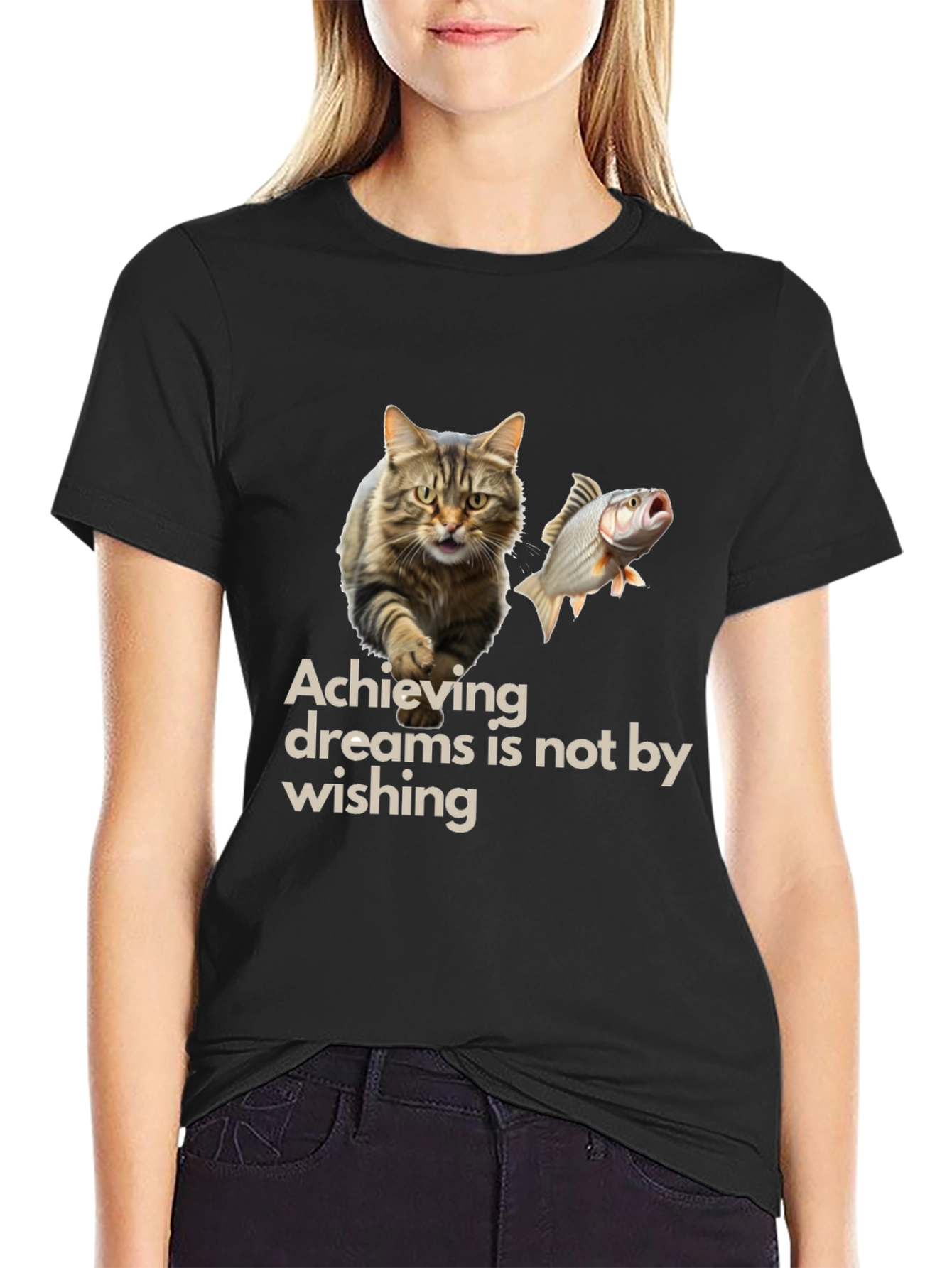 Achieving Dreams Cat & Fish Graphic Tee