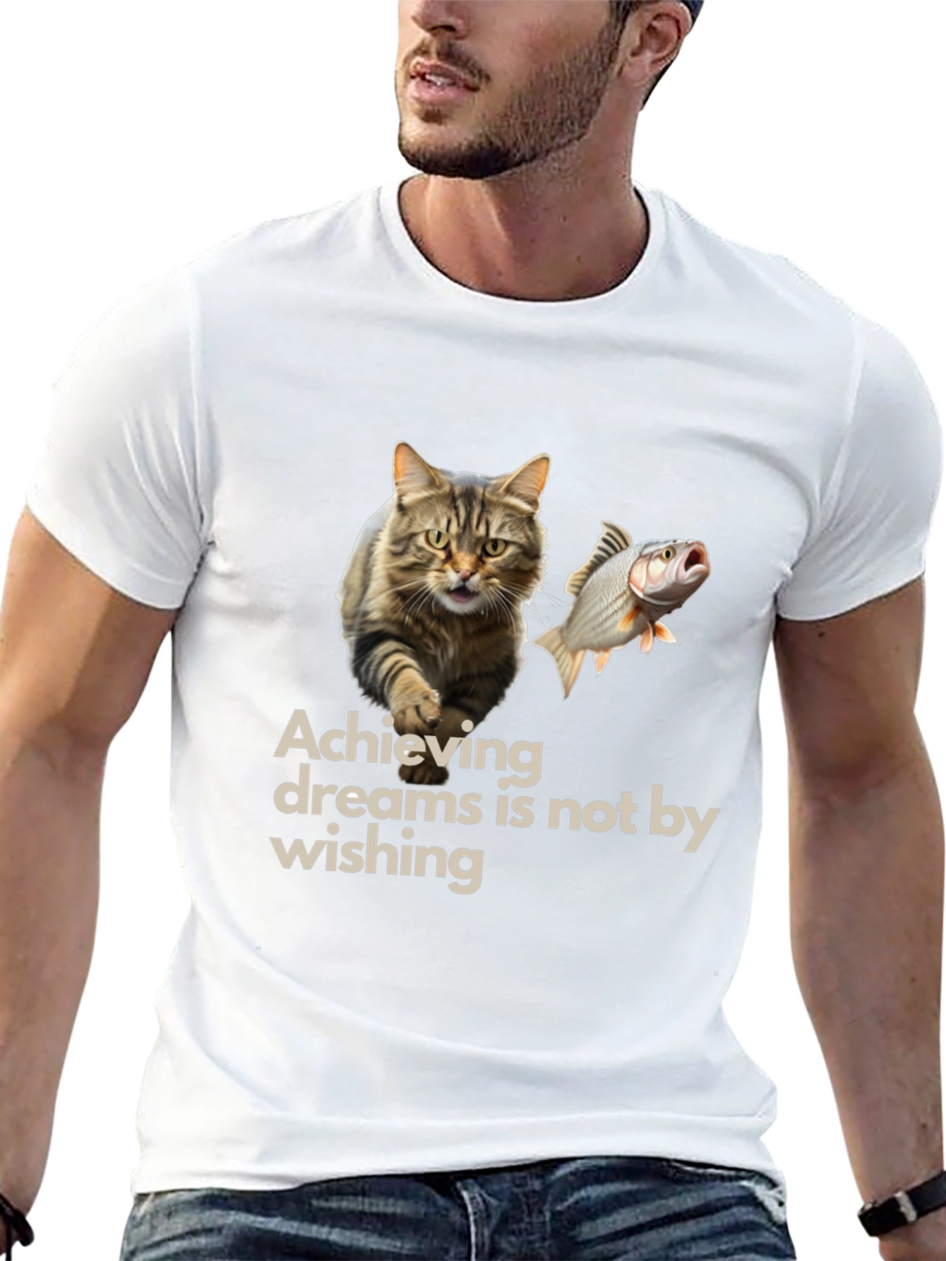 Achieving Dreams Cat & Fish Graphic Tee