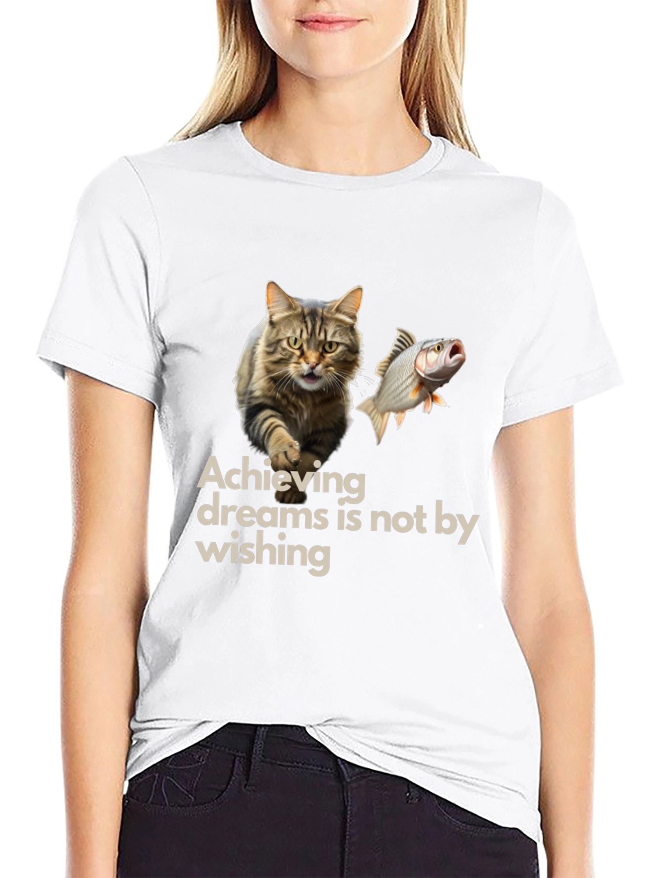 Achieving Dreams Cat & Fish Graphic Tee