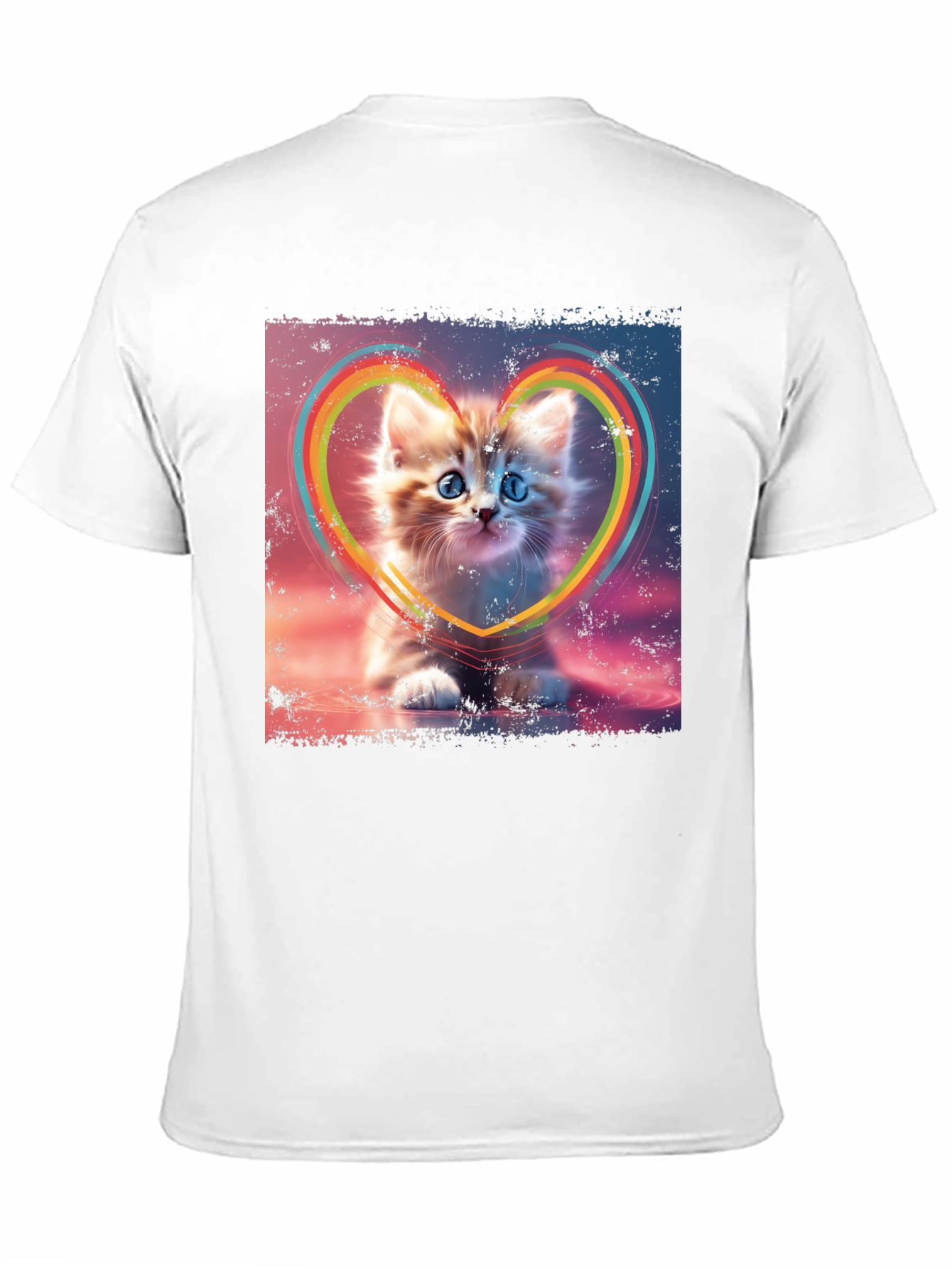 Cute Kitten Rainbow Heart T-Shirt