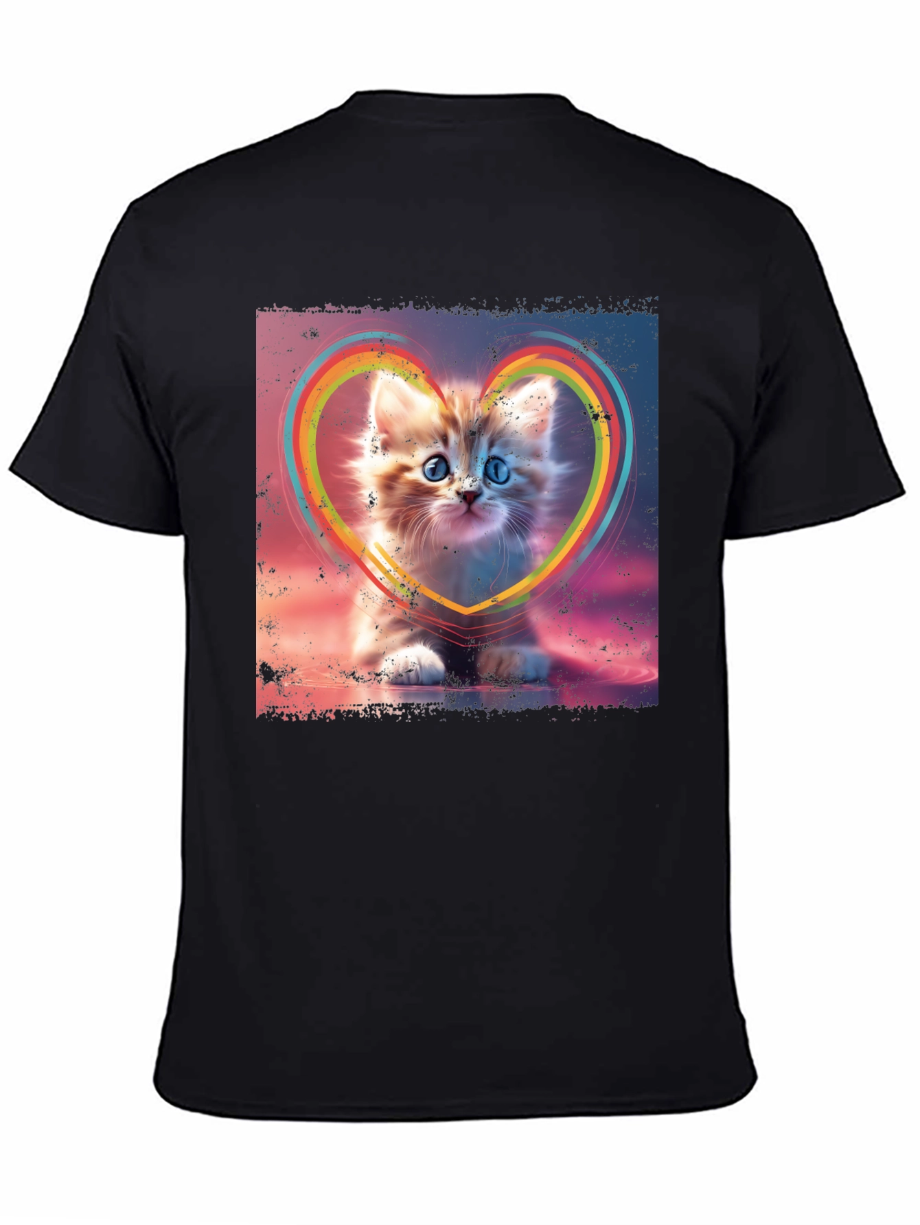 Cute Kitten Rainbow Heart T-Shirt