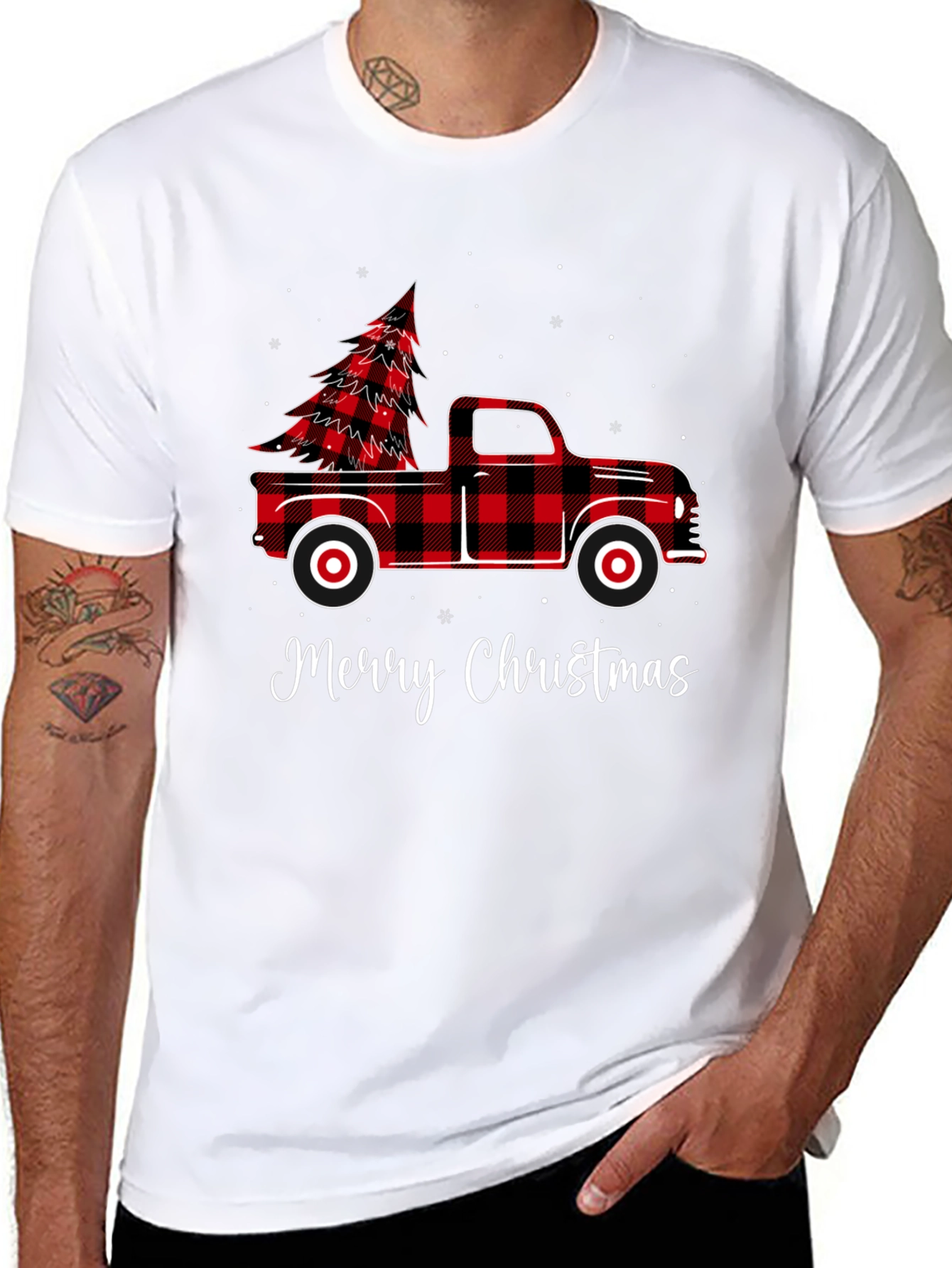 Buffalo Plaid Truck Christmas Tree Holiday T-Shirt