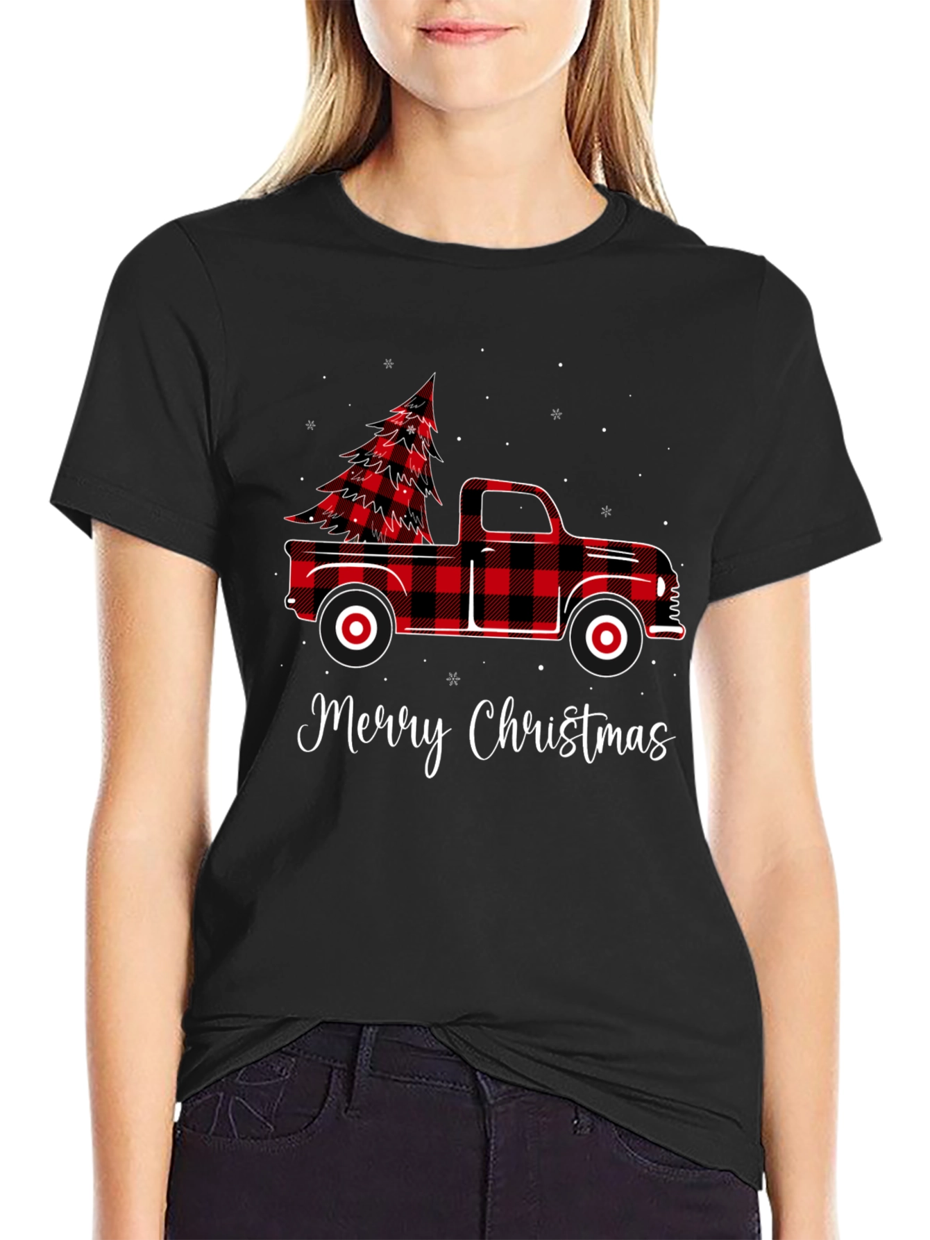 Buffalo Plaid Truck Christmas Tree Holiday T-Shirt