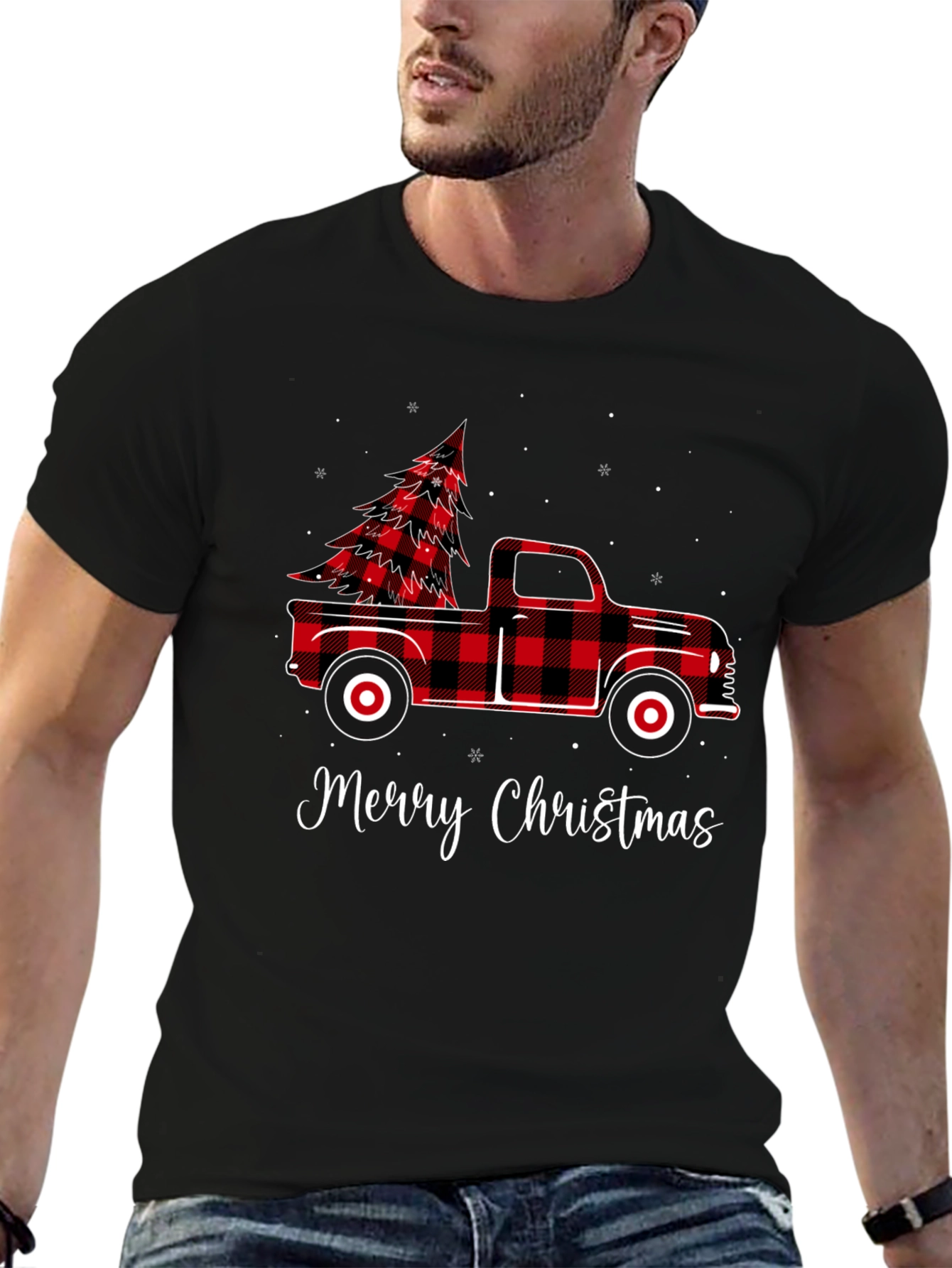 Buffalo Plaid Truck Christmas Tree Holiday T-Shirt