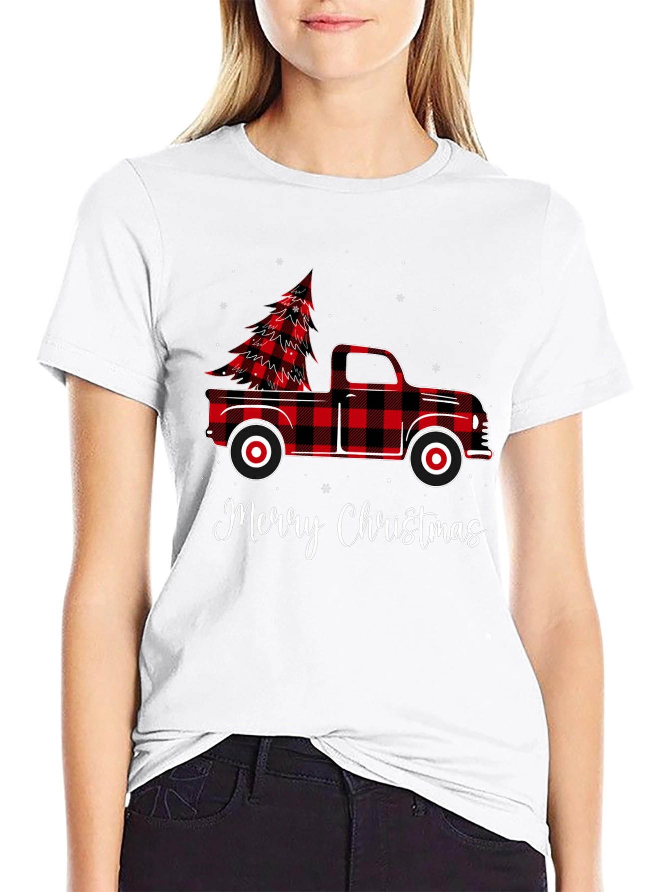 Buffalo Plaid Truck Christmas Tree Holiday T-Shirt