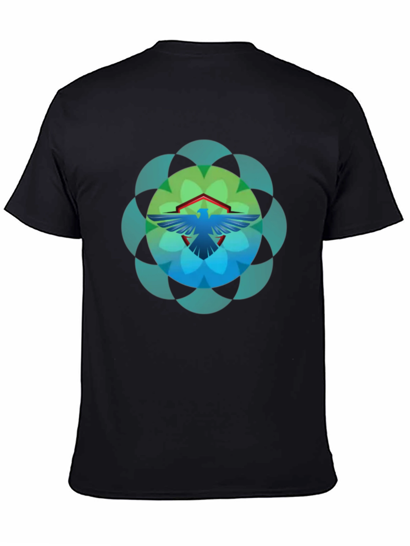 Geometric Bird Graphic T-Shirt - Black