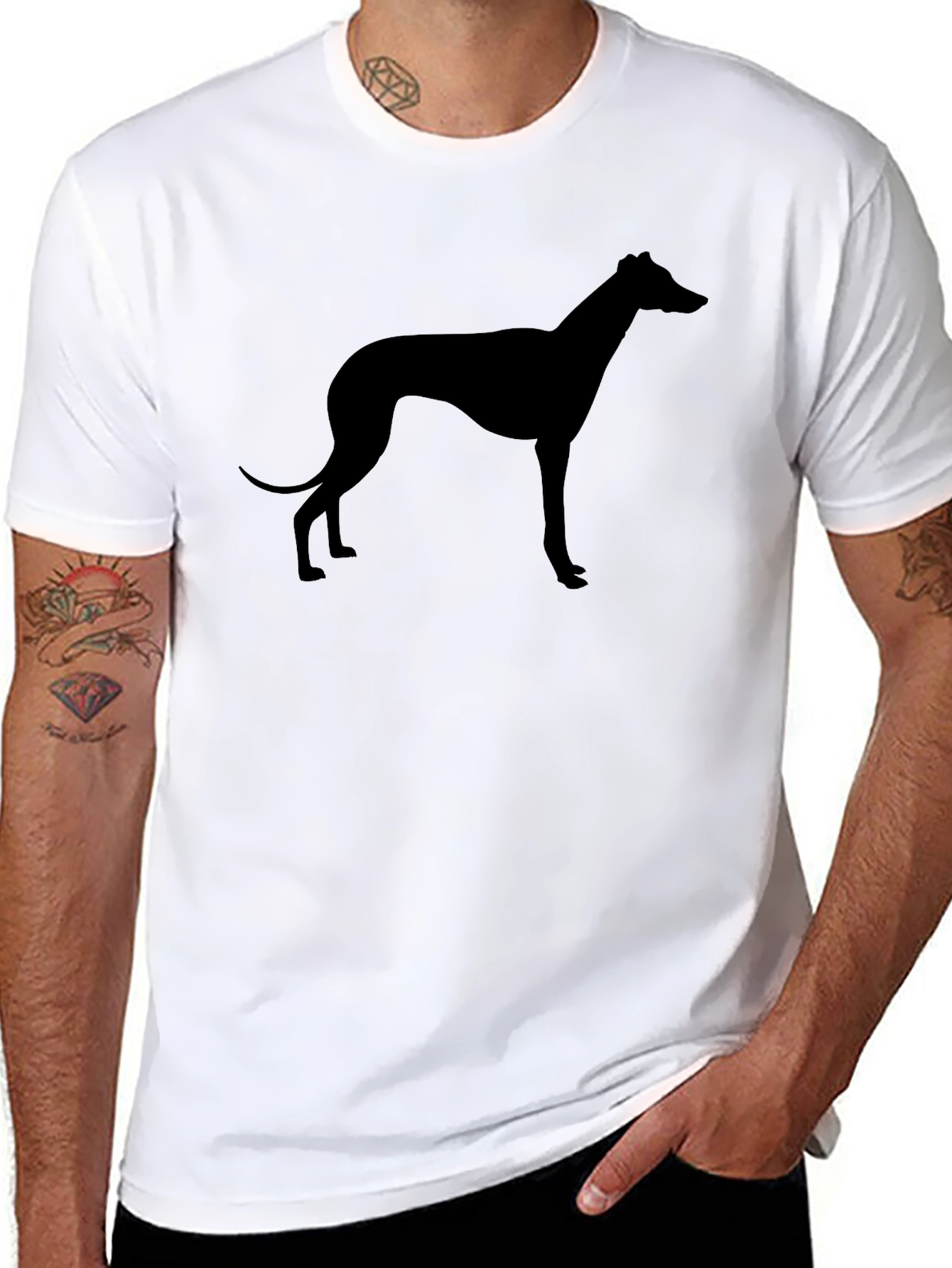 Greyhound Silhouette Graphic Tee - Black