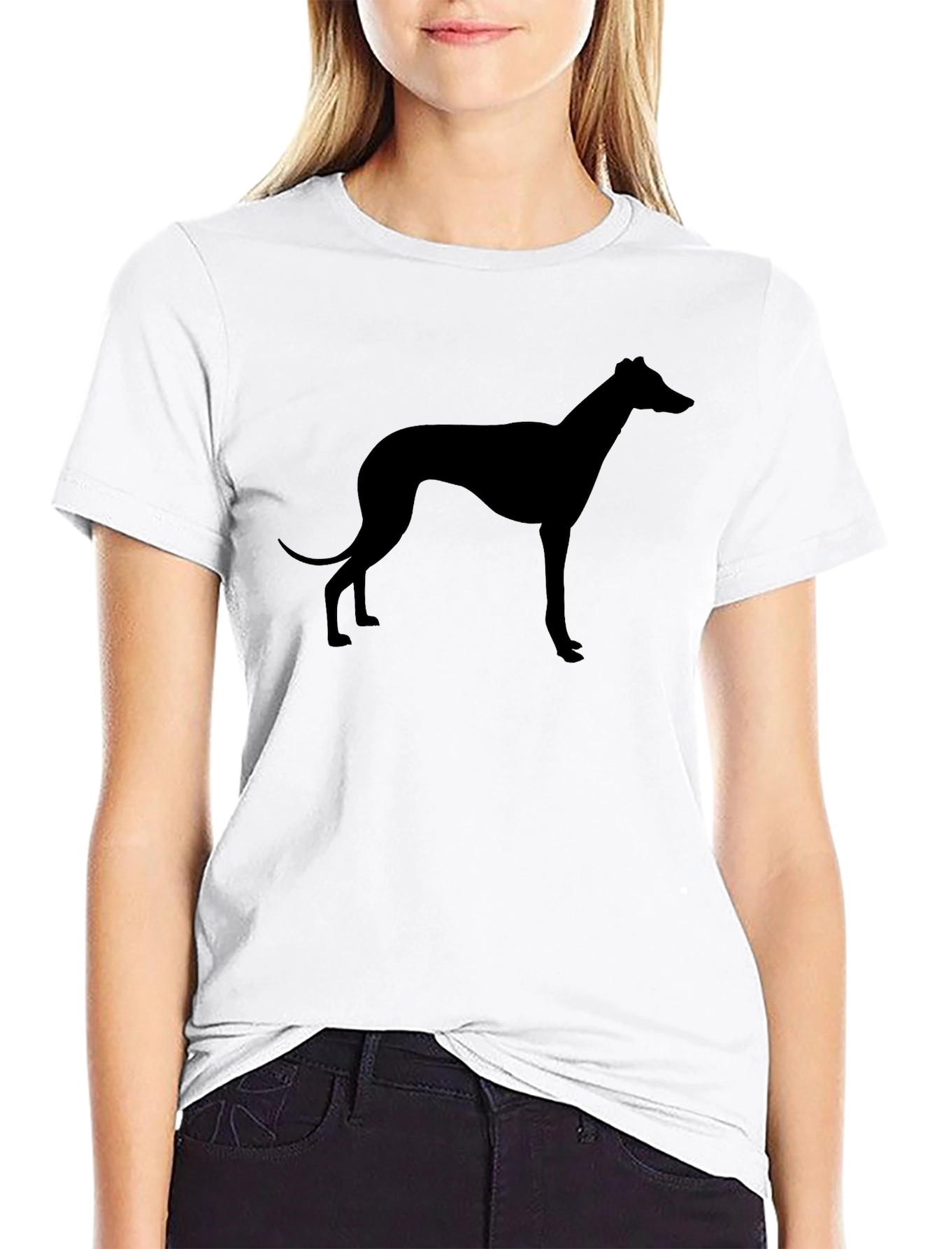Greyhound Silhouette Graphic Tee - Black