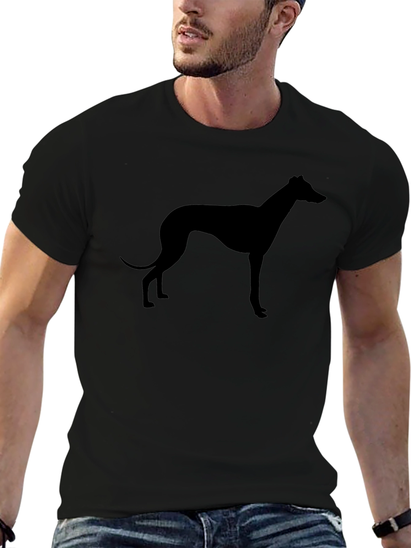 Greyhound Silhouette Graphic Tee - Black