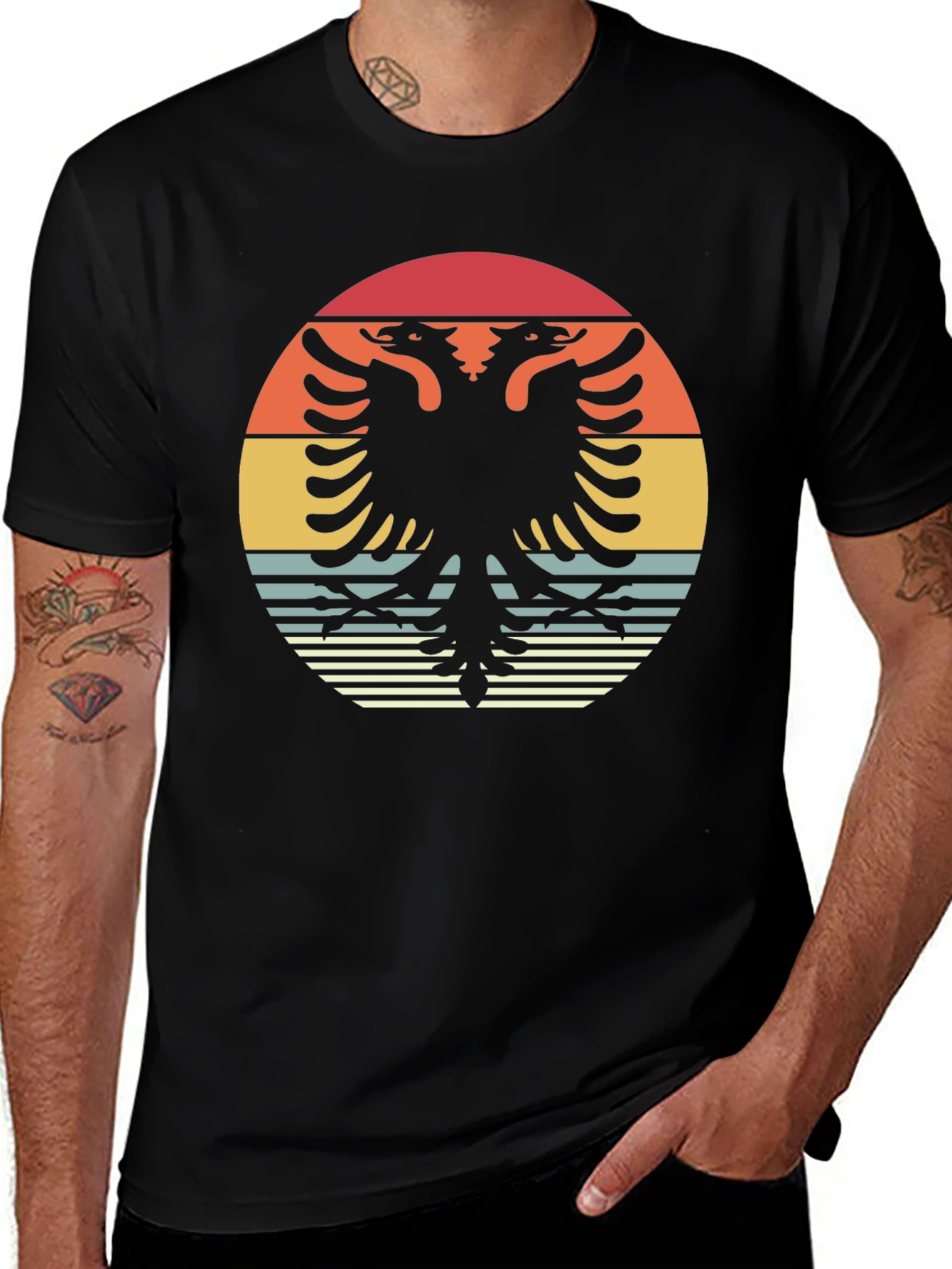 Retro Albanian Eagle Graphic T-Shirt
