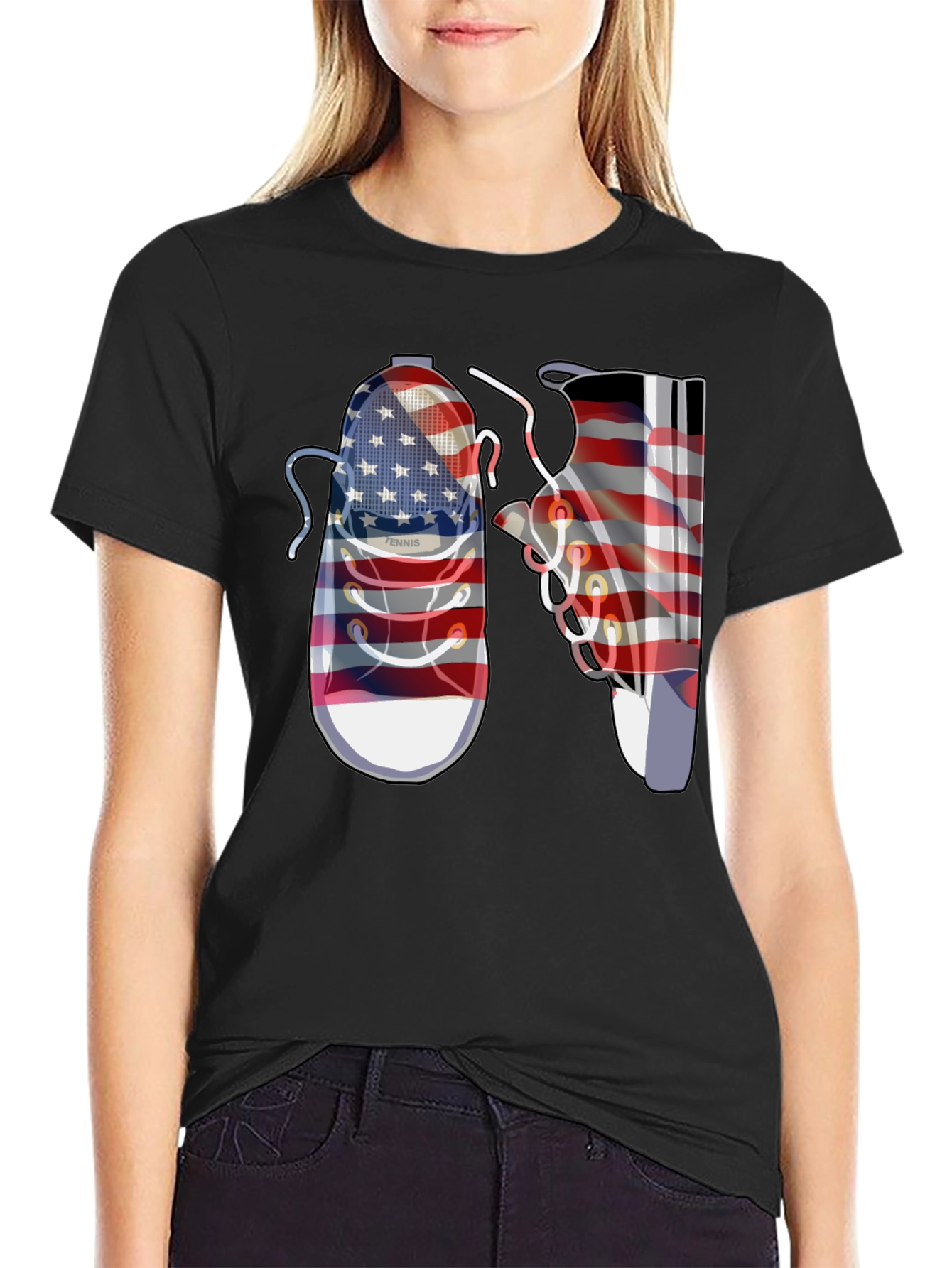 American Flag Shoes Graphic Tee