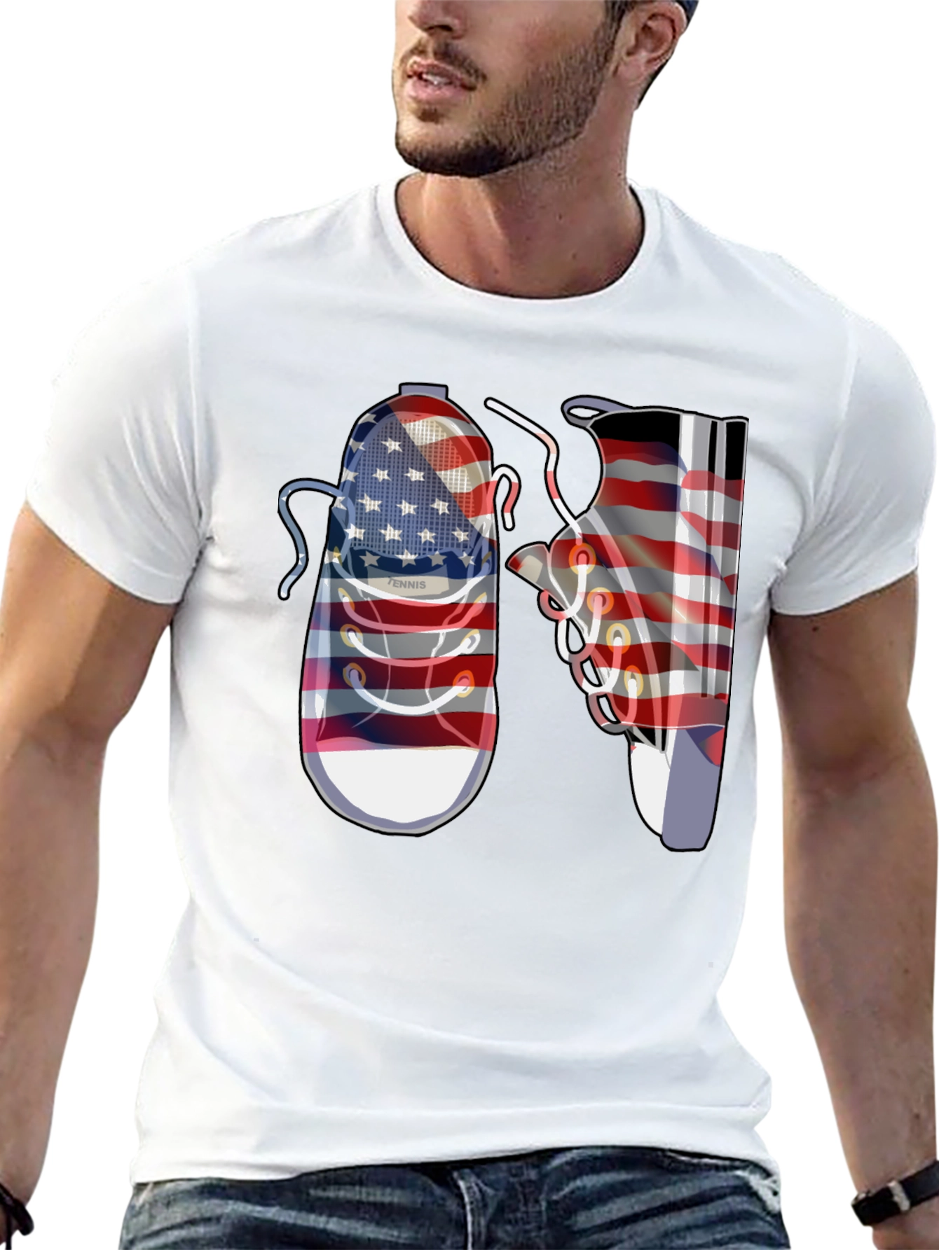 American Flag Shoes Graphic Tee