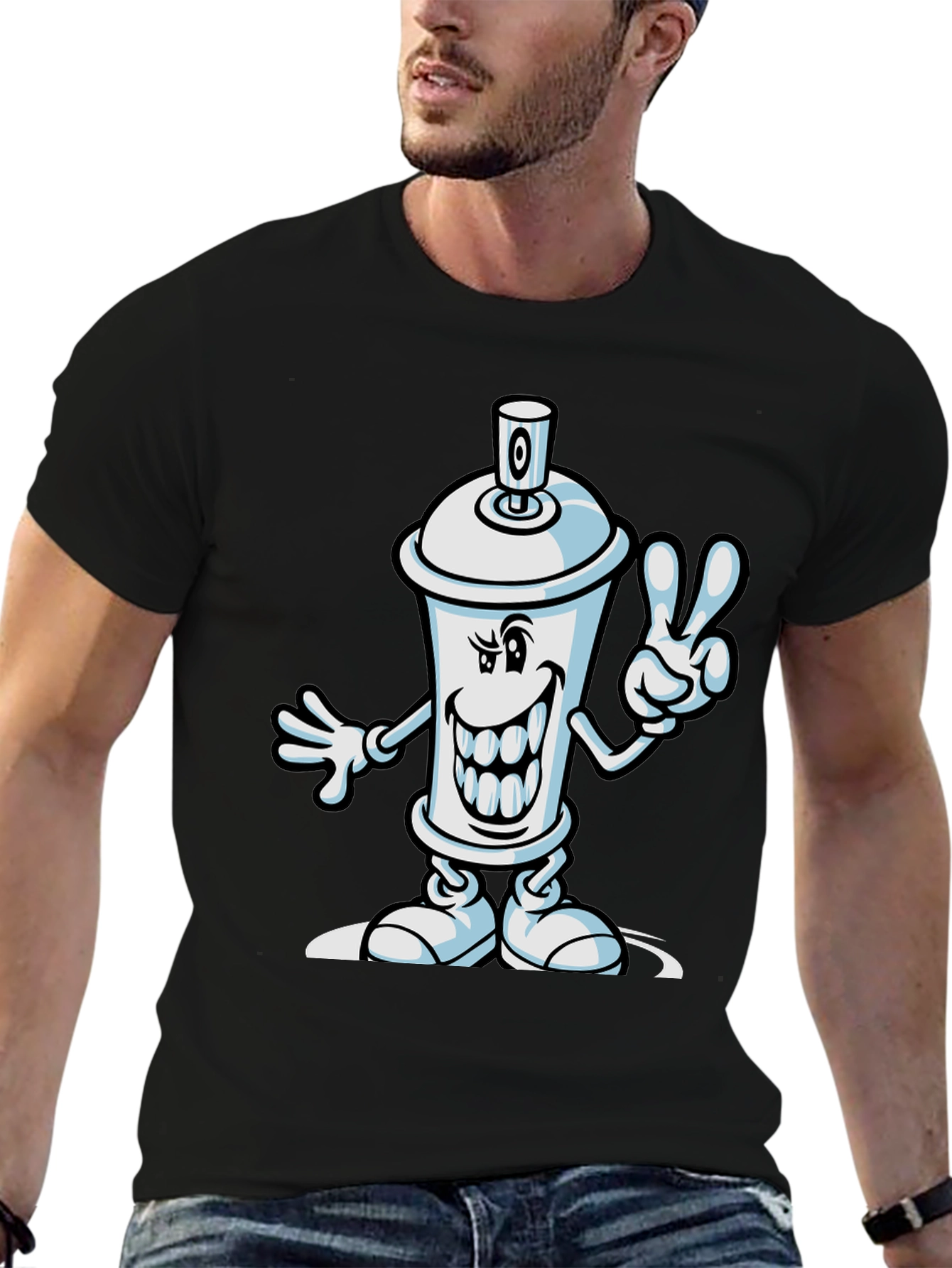 Cartoon Spray Paint Can Graphic Tee