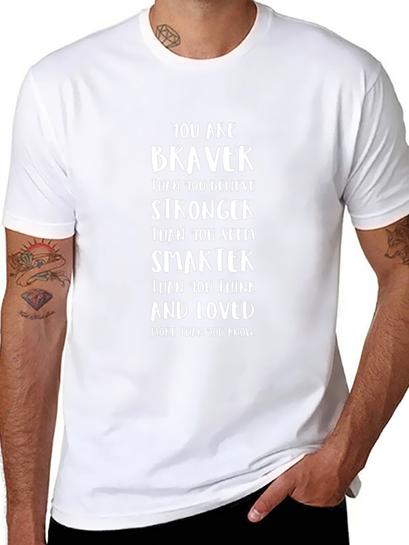 Inspirational Braver Stronger Smarter Loved Black T-Shirt