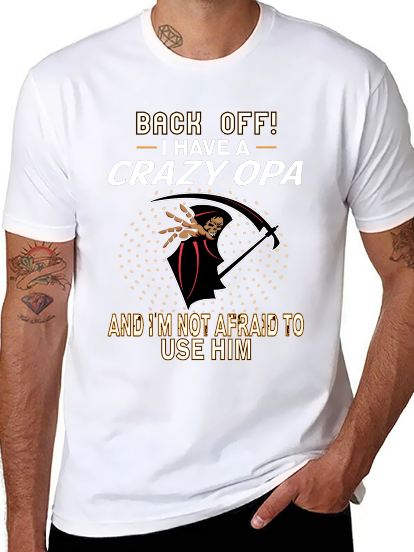 Back Off Crazy Opa T-Shirt - Funny Grandpa Gift