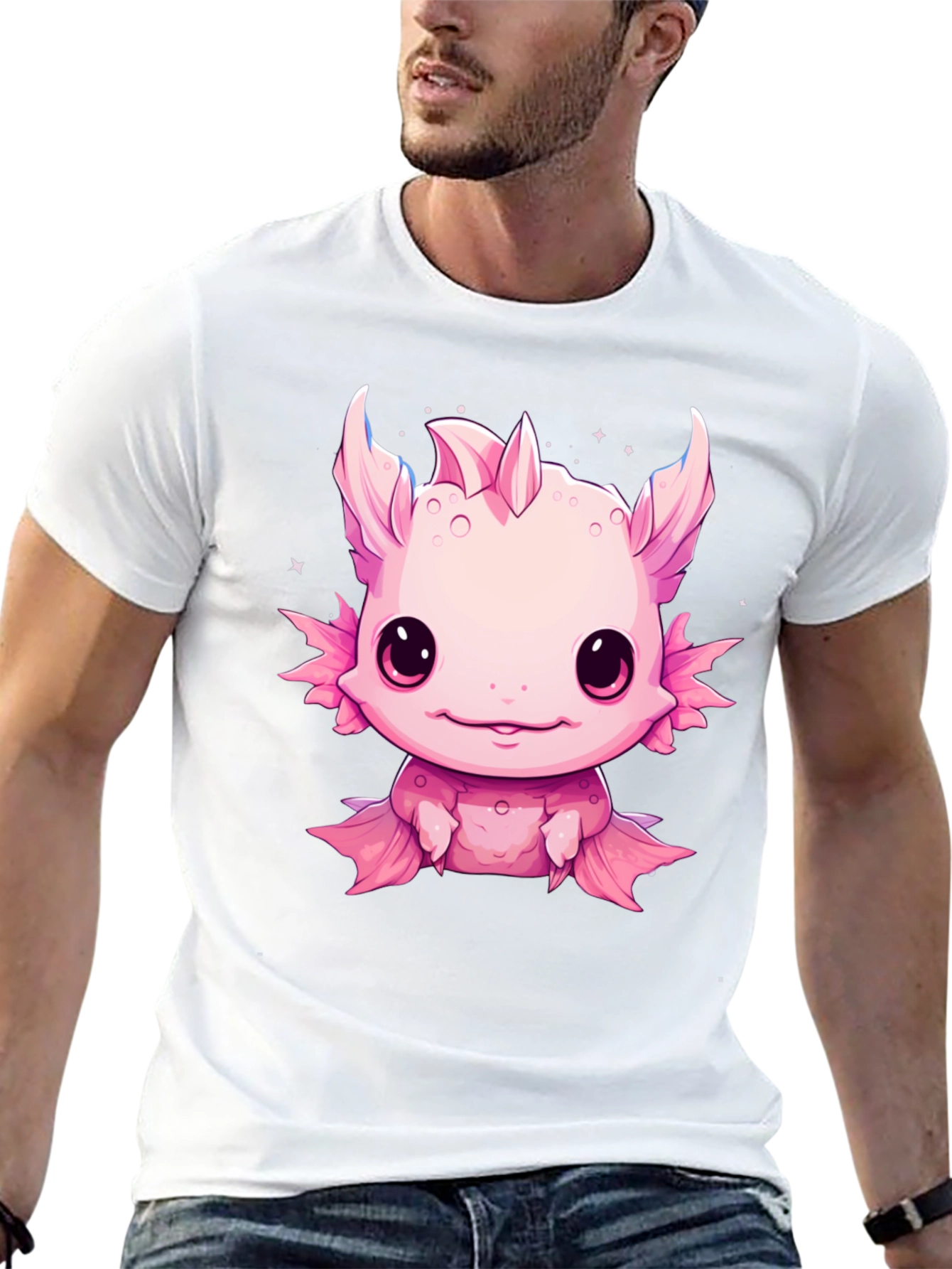 Axolotl Kawaii Graphic Tee - Cute Pink Amphibian Shirt