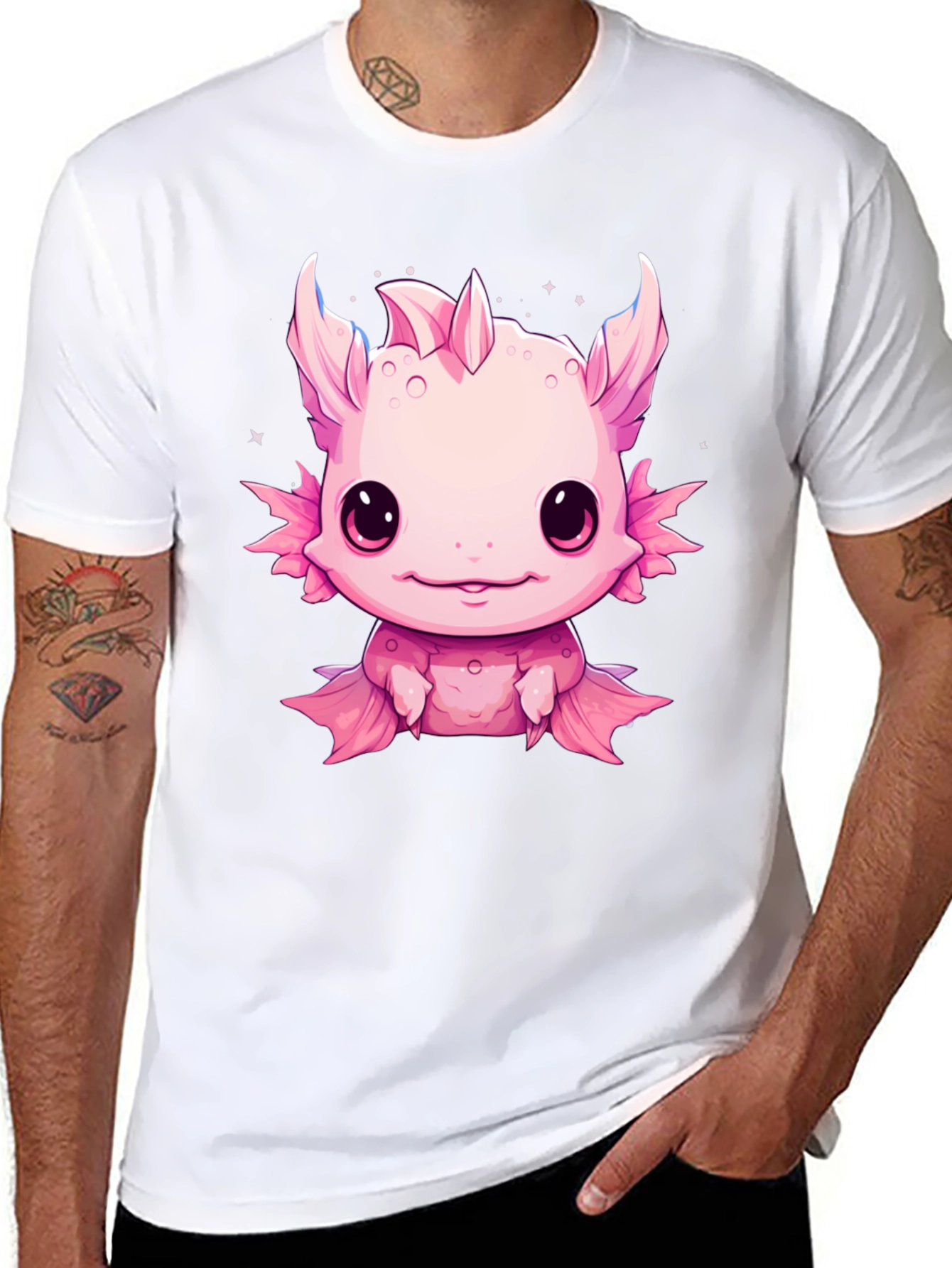 Axolotl Kawaii Graphic Tee - Cute Pink Amphibian Shirt