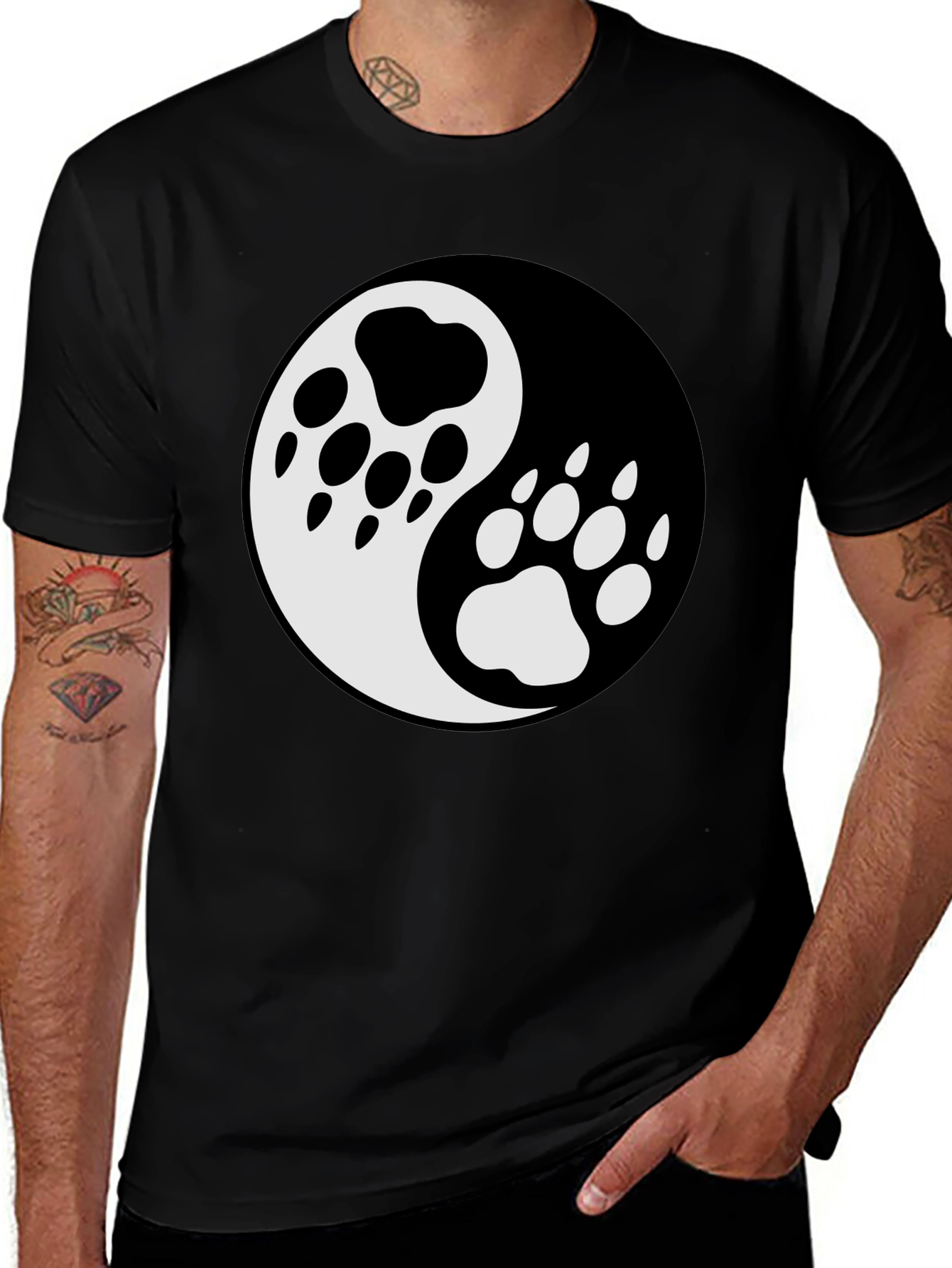 Yin Yang Paw Print T-Shirt - Balance & Style