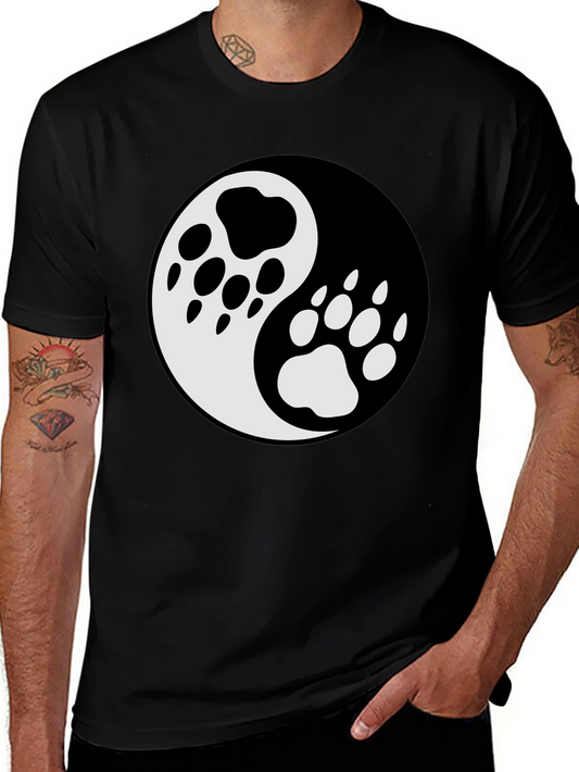 Yin Yang Paw Print T-Shirt - Balance & Style