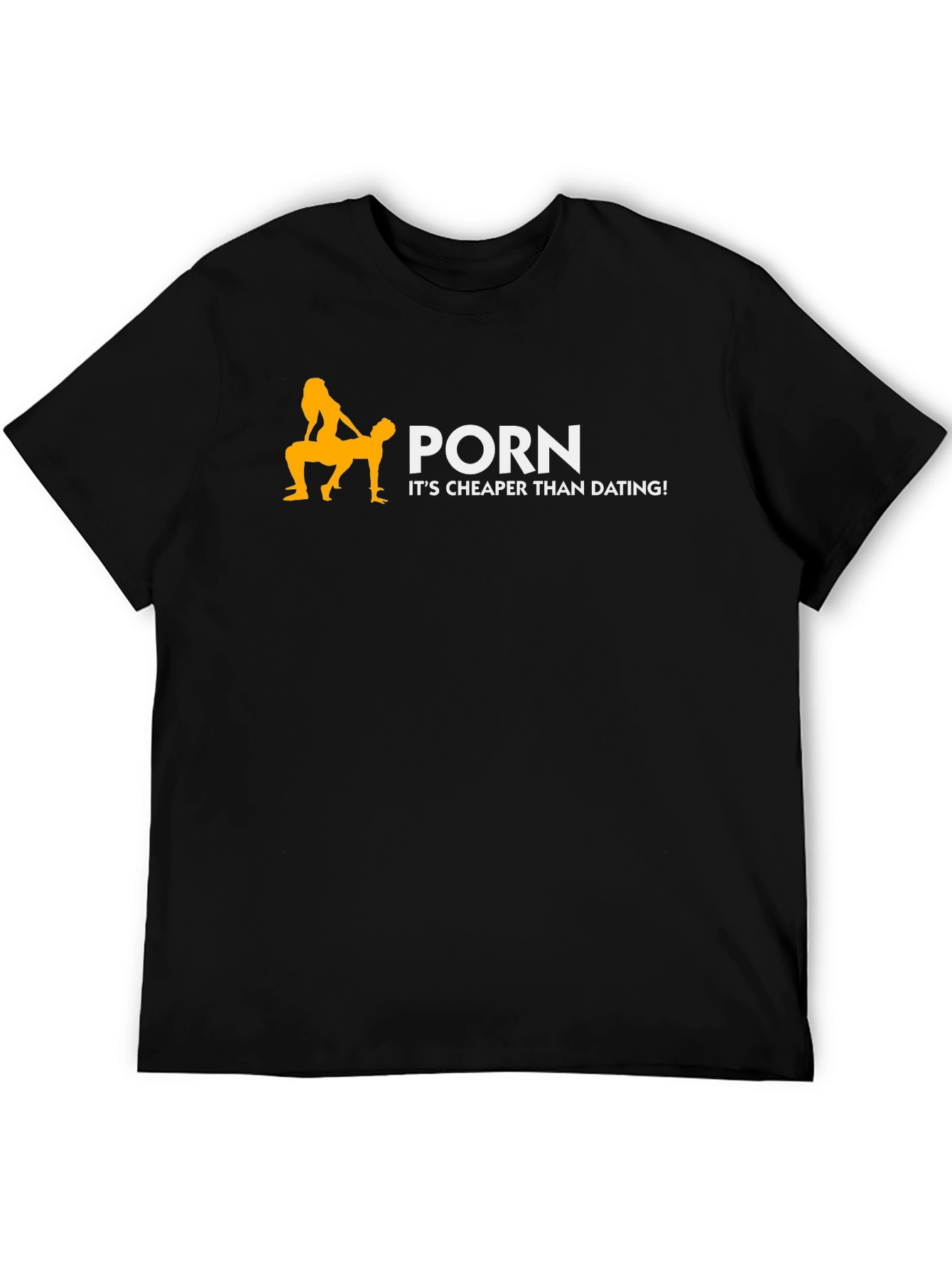 Funny Porn Cheaper Than Dating Black Graphic T-Shirt