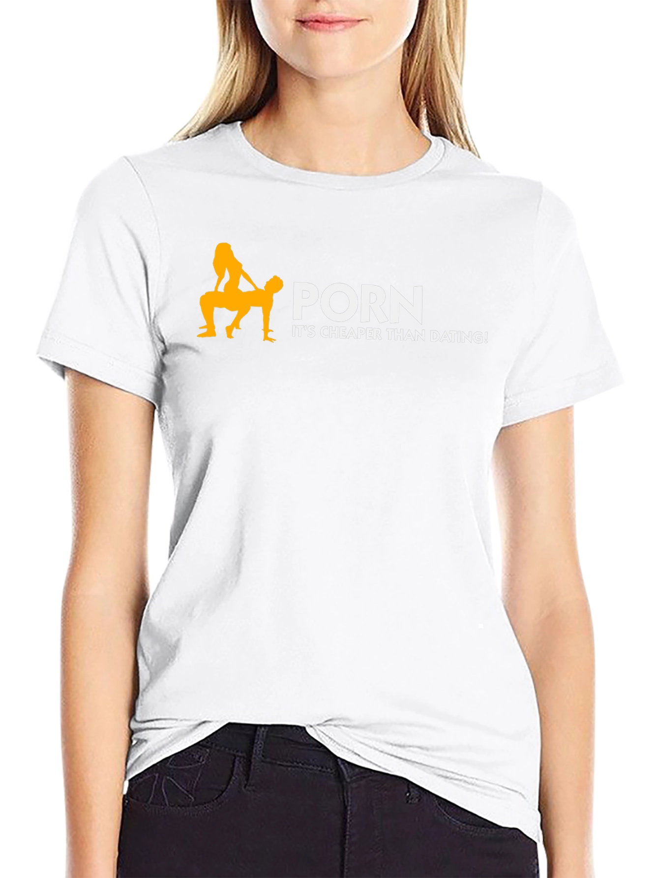 Funny Porn Cheaper Than Dating Black Graphic T-Shirt