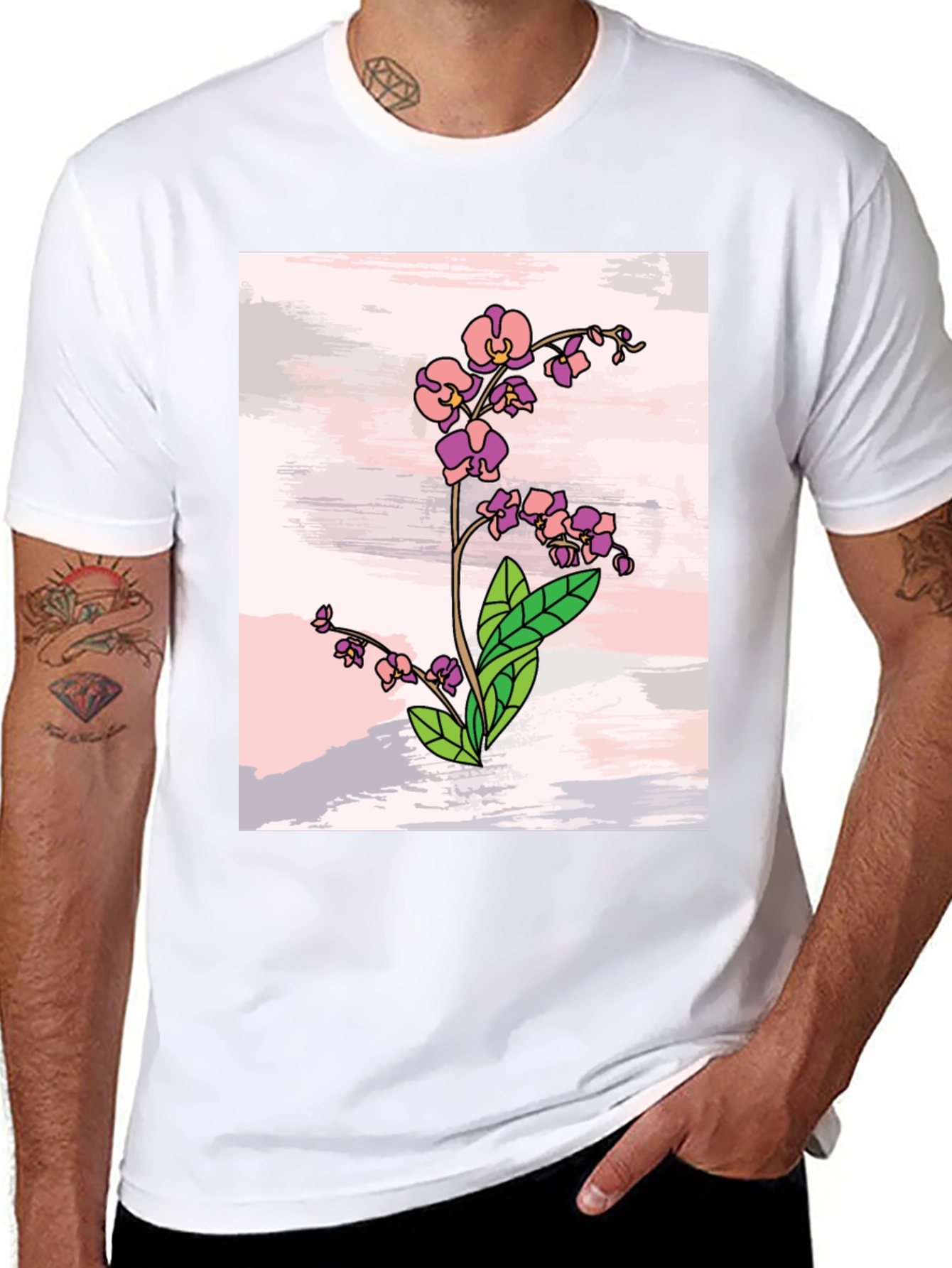 Floral Orchid T-Shirt - Stylish Botanical Design