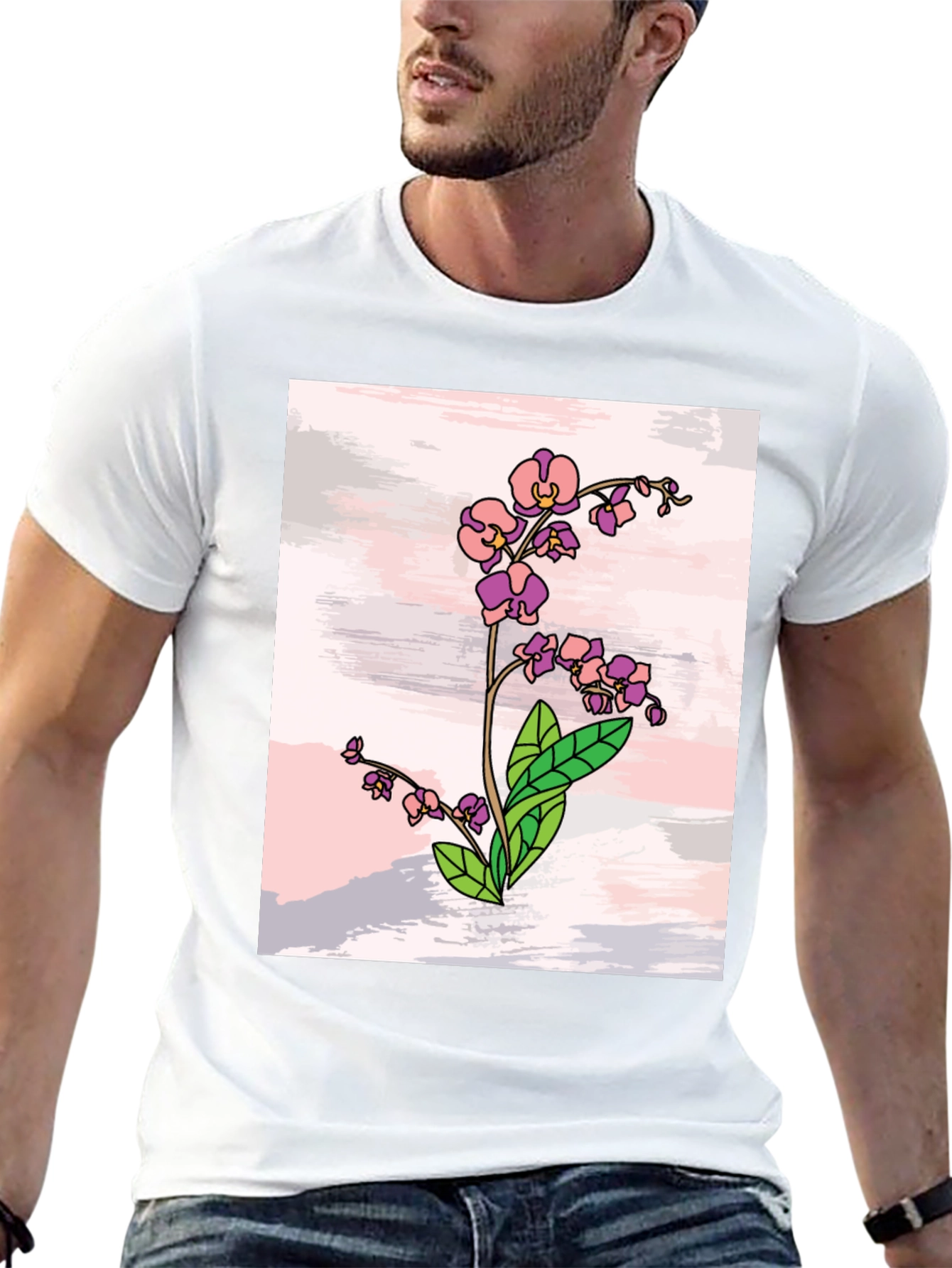 Floral Orchid T-Shirt - Stylish Botanical Design