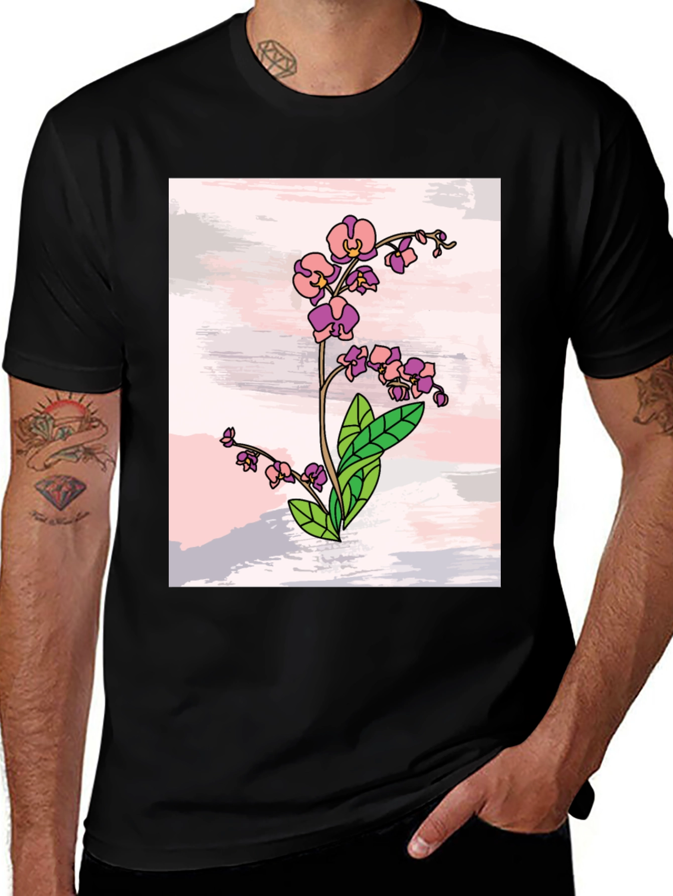 Floral Orchid T-Shirt - Stylish Botanical Design