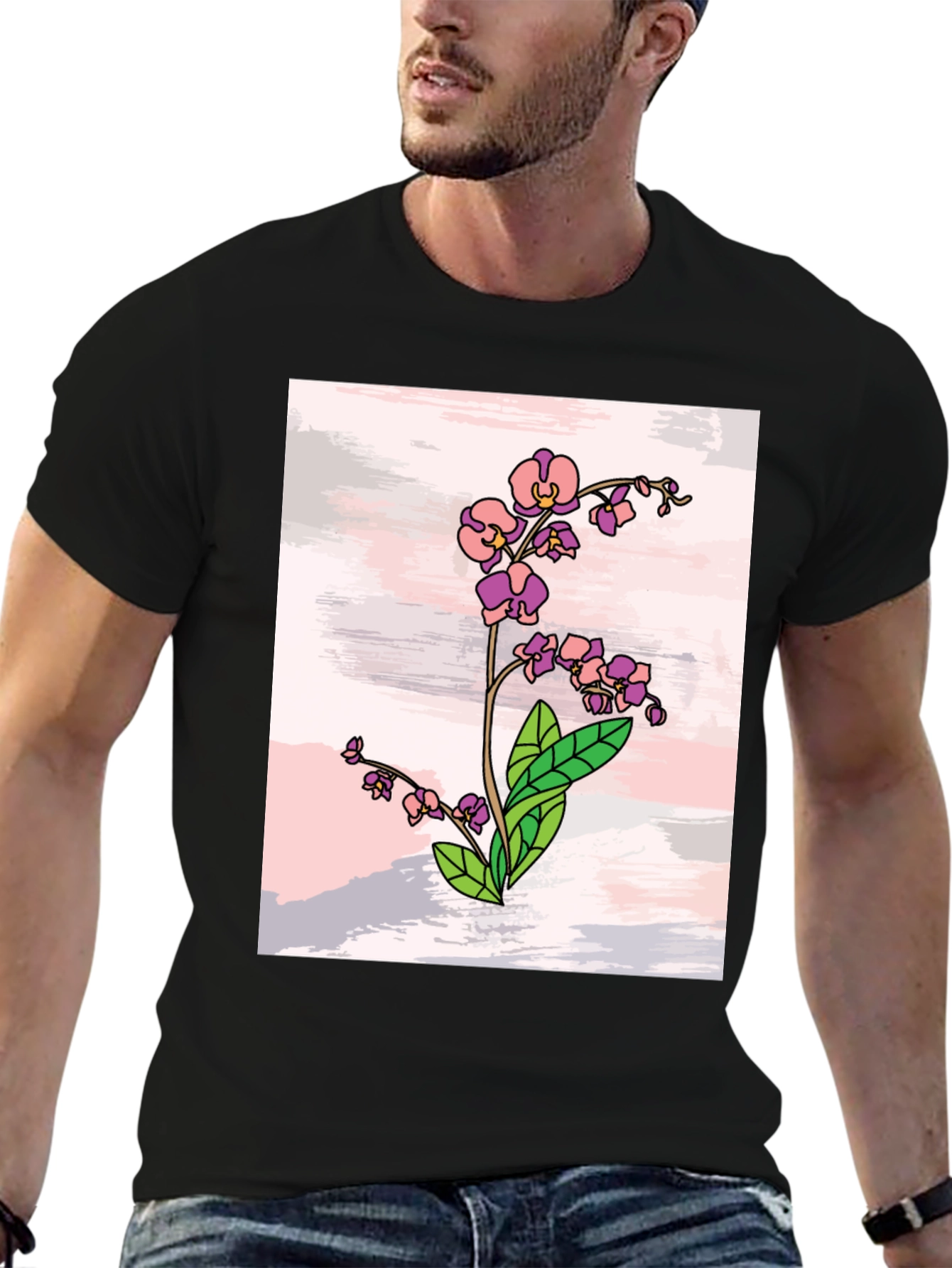 Floral Orchid T-Shirt - Stylish Botanical Design