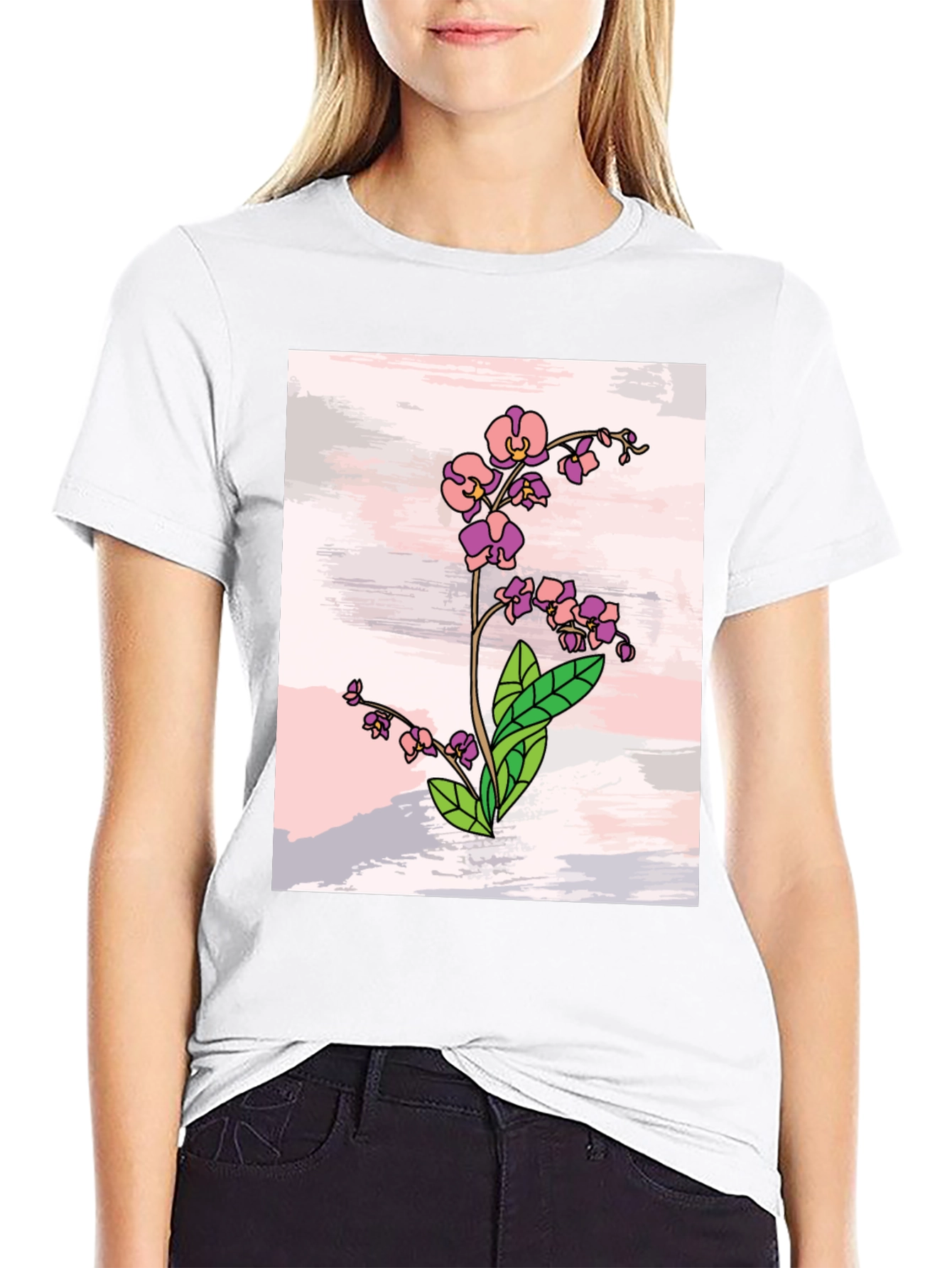 Floral Orchid T-Shirt - Stylish Botanical Design