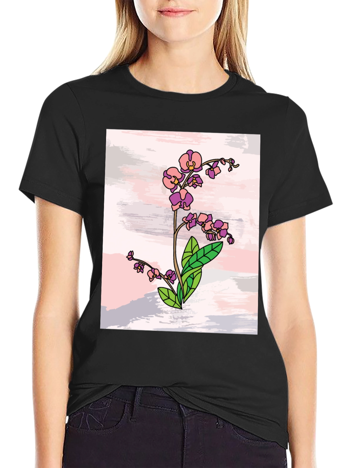 Floral Orchid T-Shirt - Stylish Botanical Design