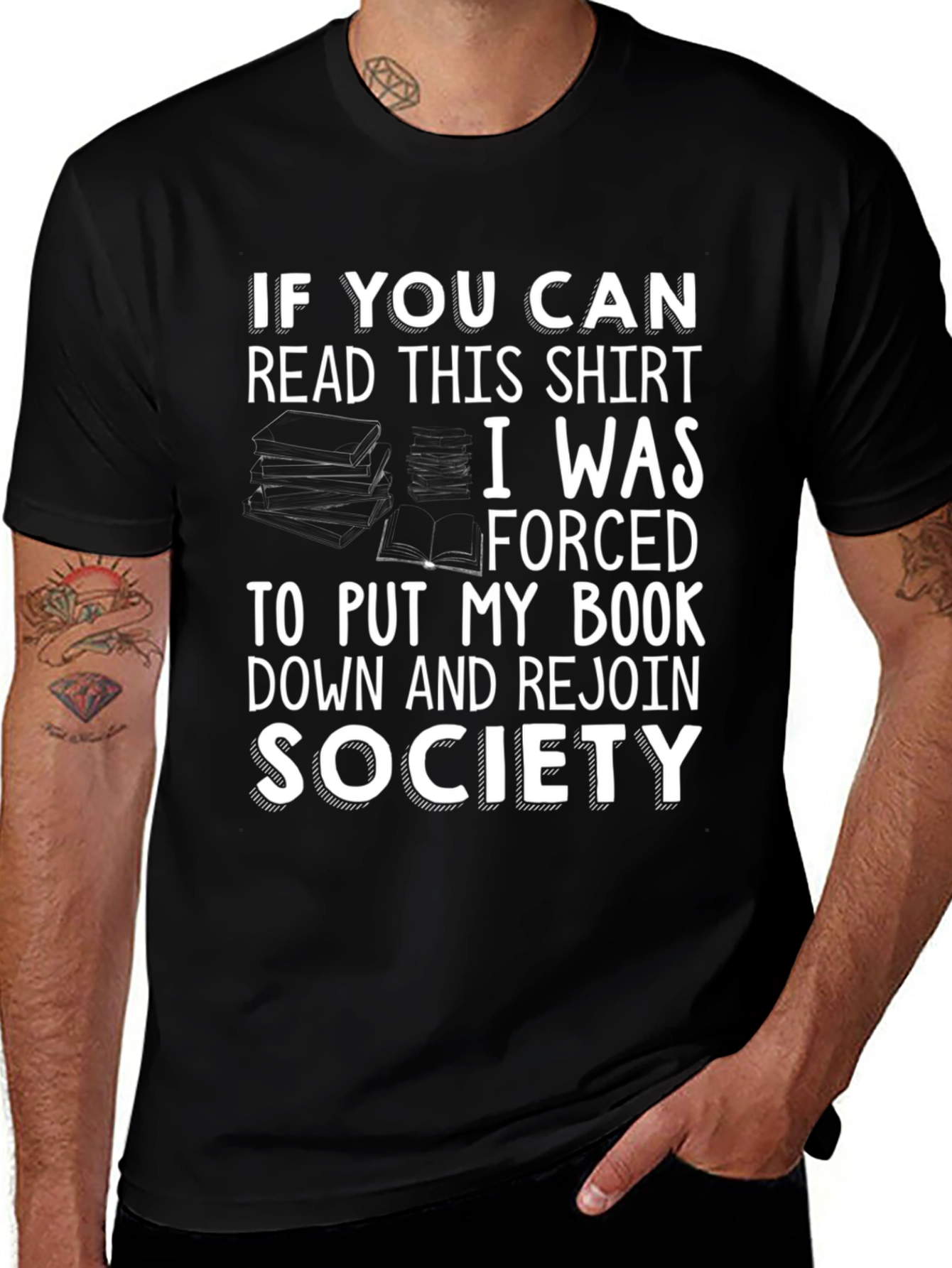 Funny Book Lover T-Shirt: Forced to Rejoin Society