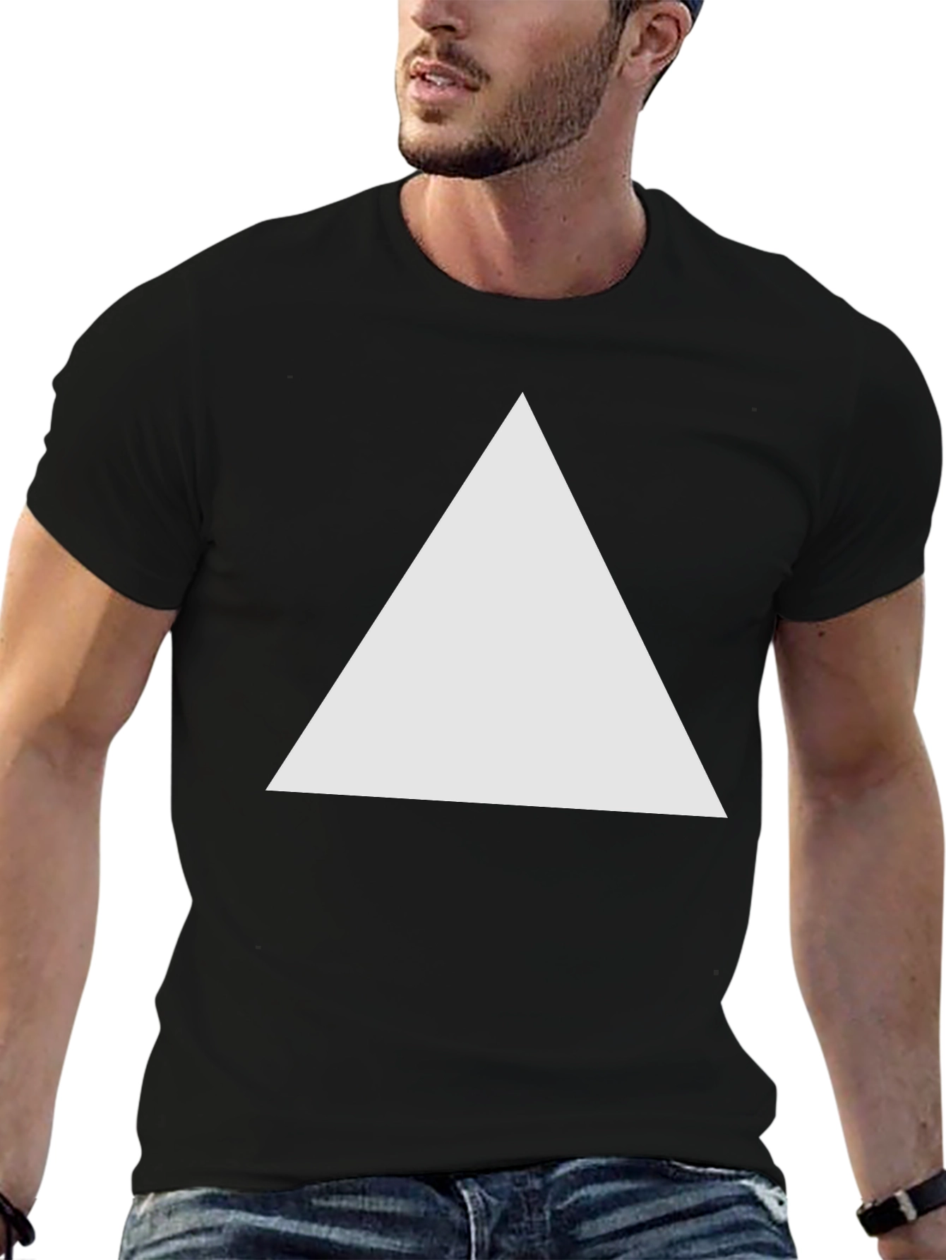 Mens Black T-Shirt with Triangle Graphic