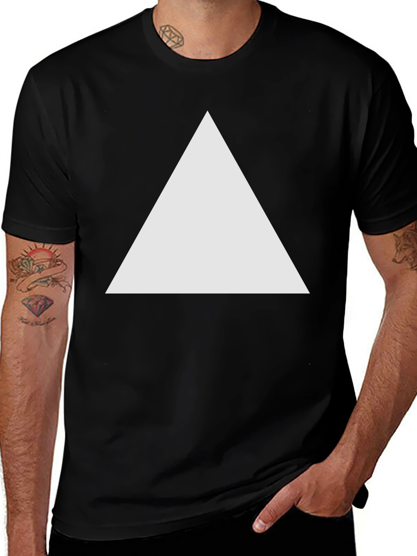 Mens Black T-Shirt with Triangle Graphic