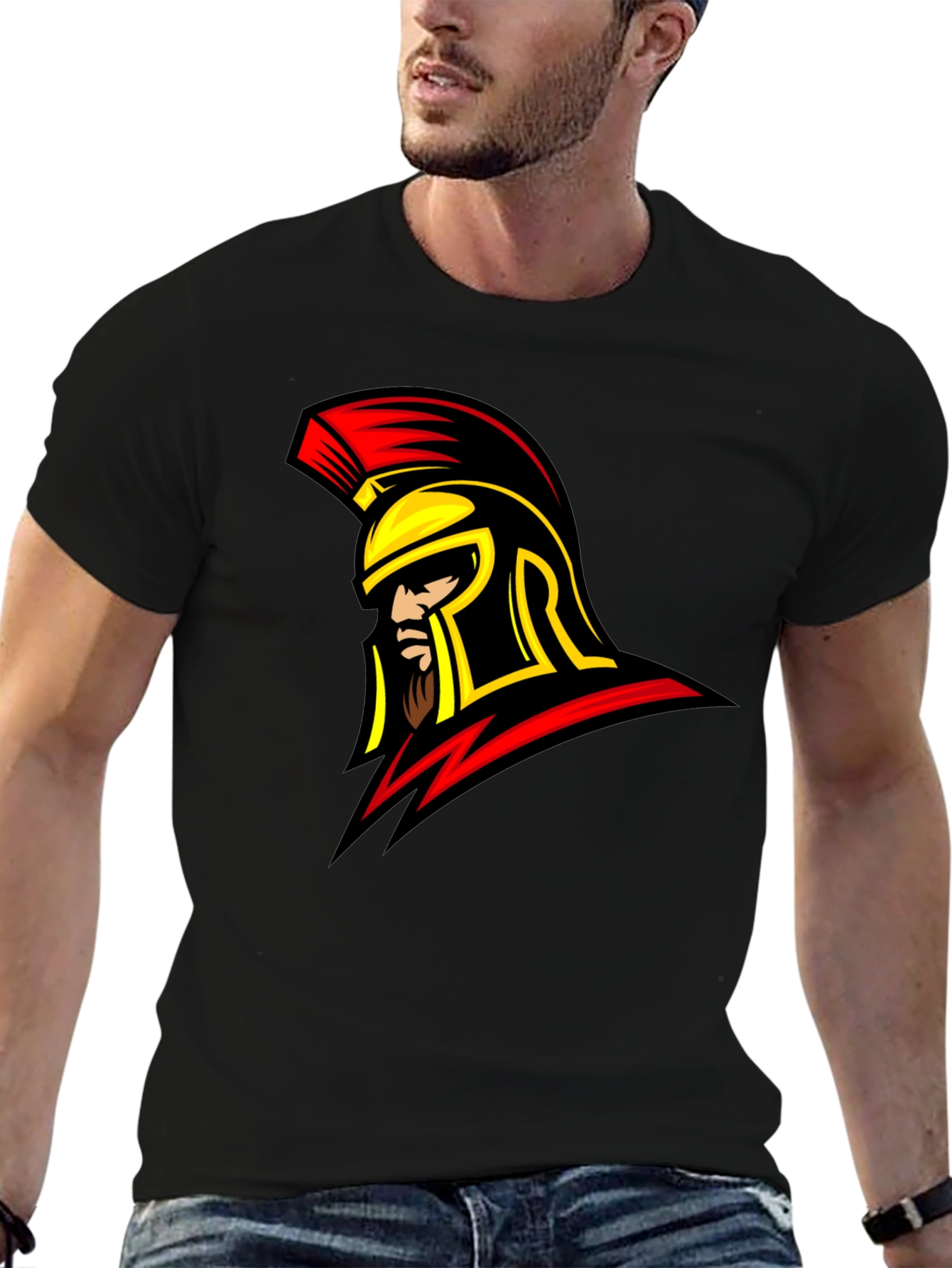 Spartan Warrior Graphic T-Shirt - Bold Black Tee