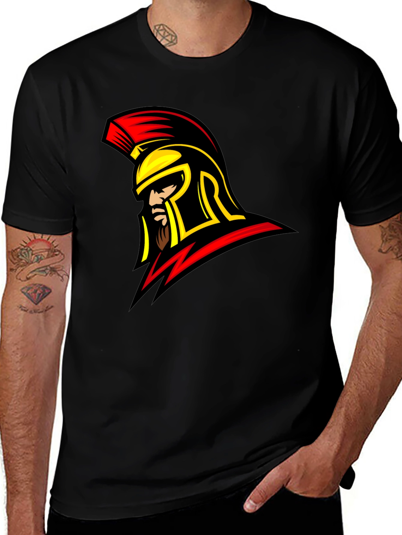 Spartan Warrior Graphic T-Shirt - Bold Black Tee