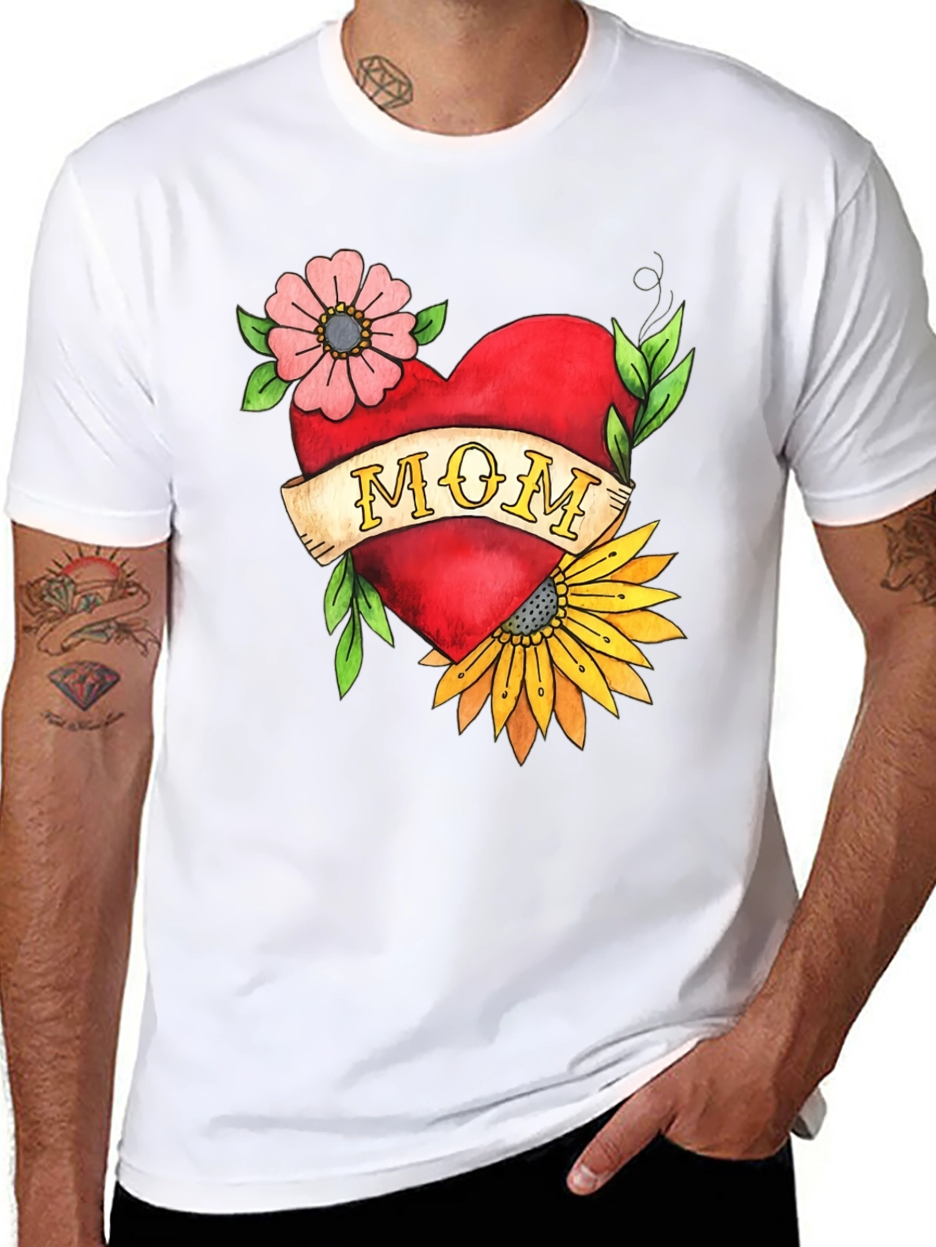 Mom Heart Tattoo Graphic T-Shirt